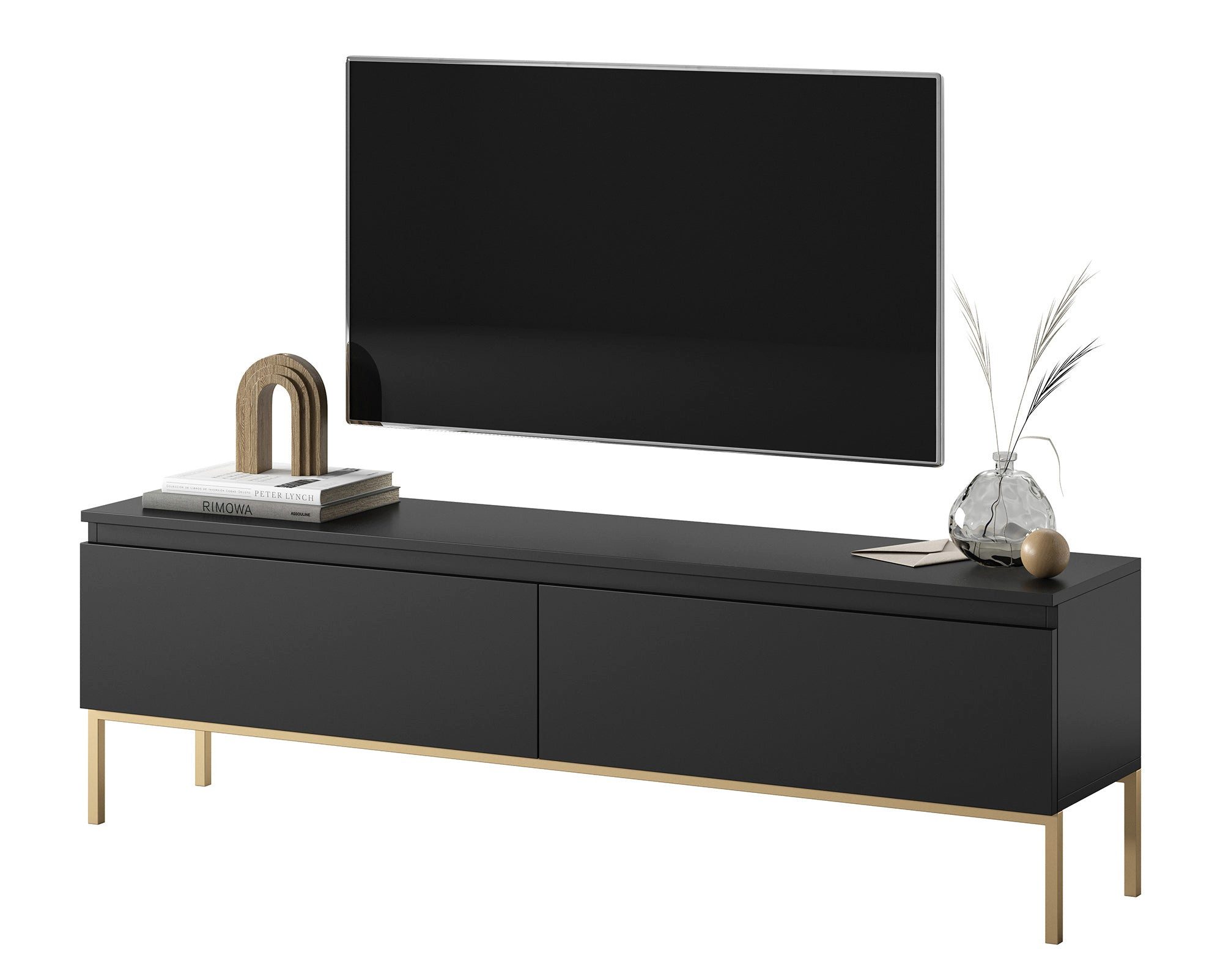 Selsey TV-Schrank BEMMI 2-türig, grifflos mit Metallgestell in Goldton, 150 cm breit