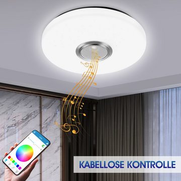 WILGOON Deckenleuchte 60W LED RGB Panel Deckenleuchte Sternenhimmel Dimmbar, LED fest integriert, warmweiß, kaltweiß, RGB, mit Bluetooth Musik Lautsprecher APP, RGB Farbwechsel LED Deckenleuchte