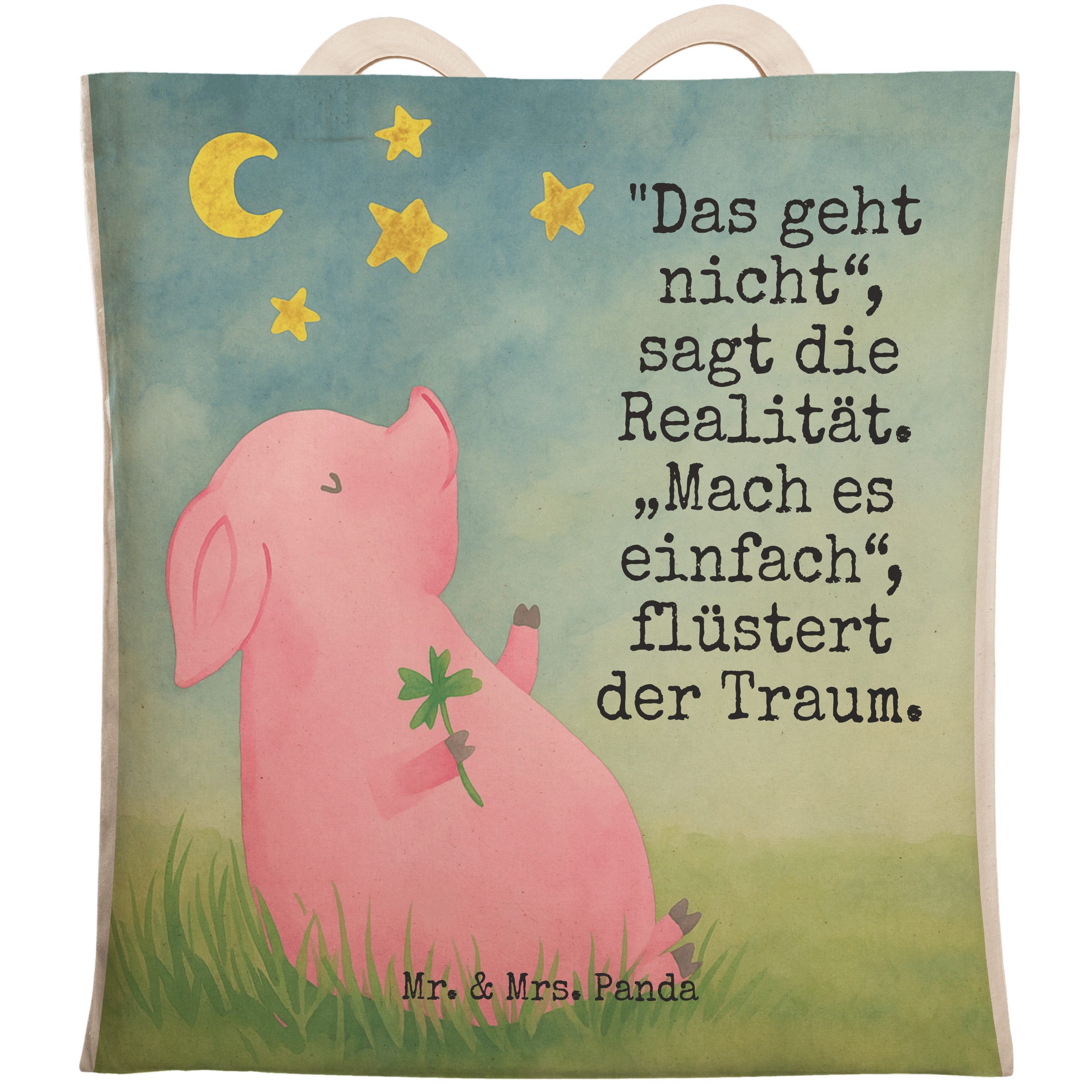 Tragetasche Schwein Glück Design, Beuteltasche, Weiß, Ziele, Träume, shopping bag