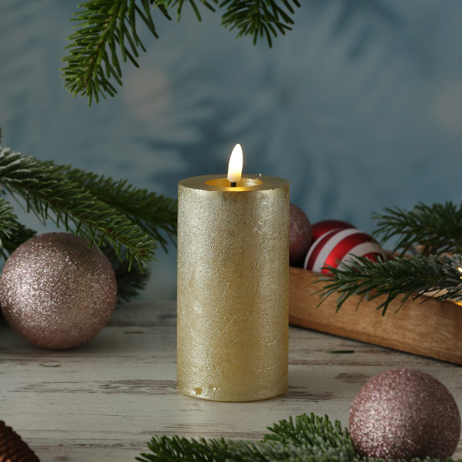 MARELIDA LED-Kerze LINA Rustik Optik Echtwachskerze flackernd Timer H: 15cm günstig online kaufen