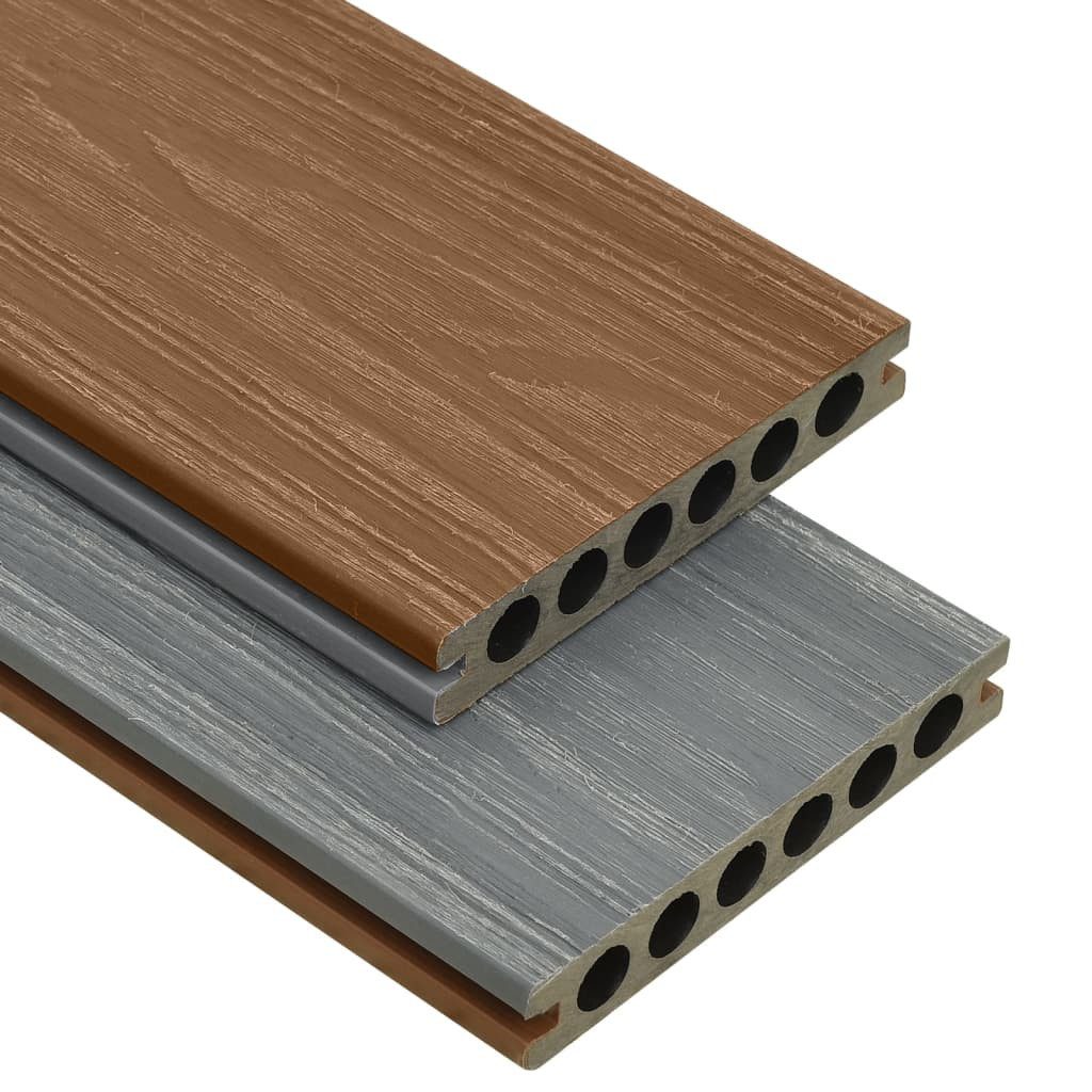 furnicato Terrassendielen WPC mit Zubehör Braun und Grau 10 m² 4 m, BxL: je 14x400 cm