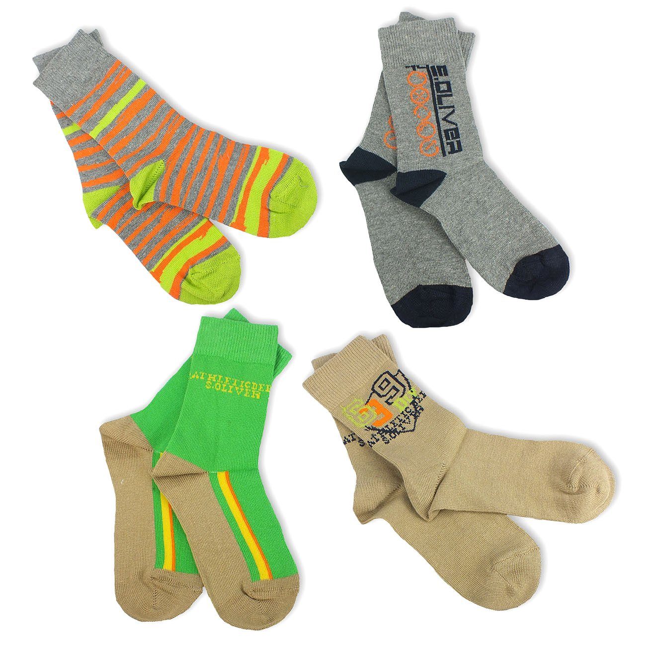 Paar) 4-Paar, Socken, S20230 Langsocken Unisex 4 Baumwolle, (Set, & Kindersocken mit Jungen Mädchen s.Oliver Kinder