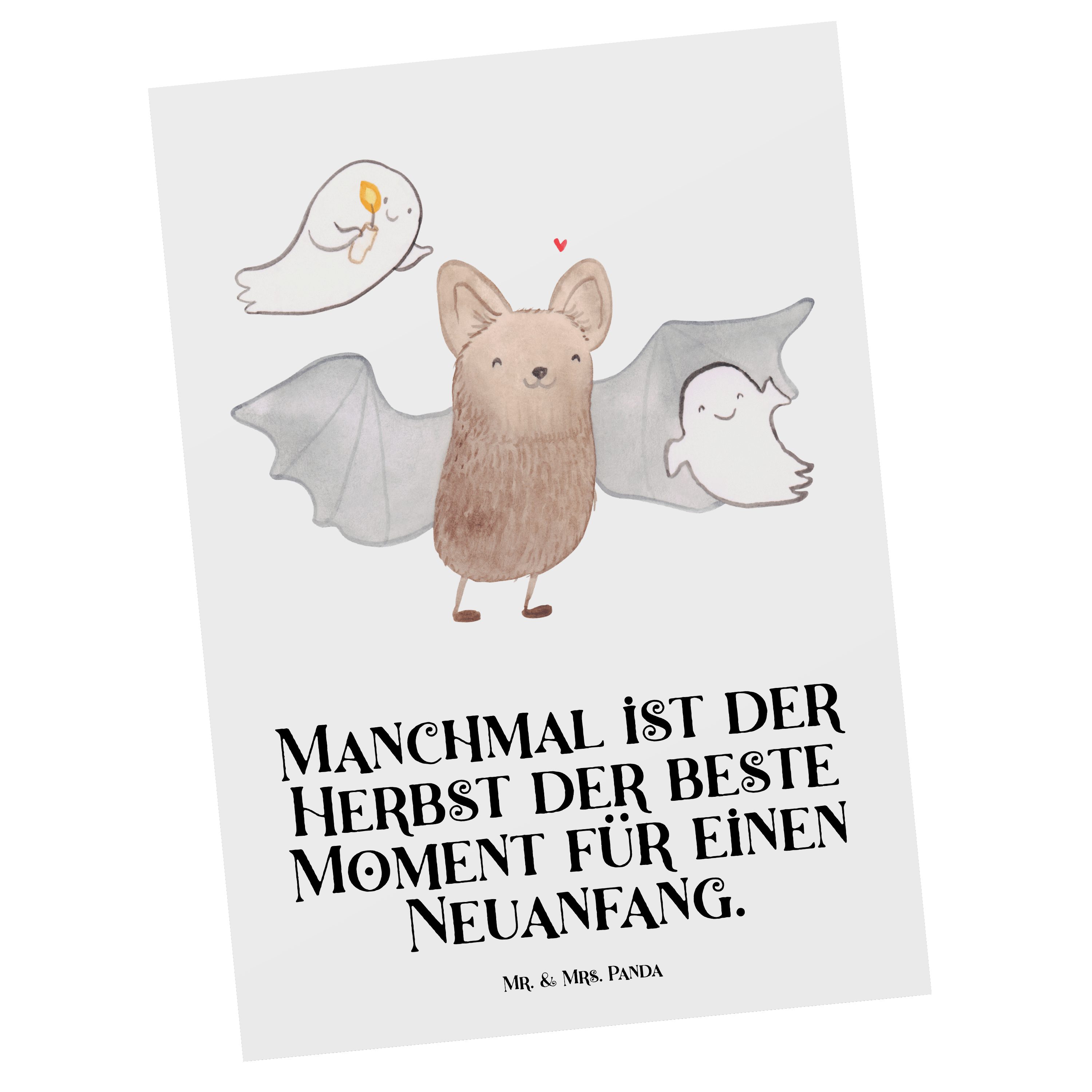 Mr. & Mrs. Panda Postkarte Fledermaus Gespenster - Weiß - Geschenk, Dekoration, Grußkarte, Ansic