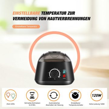 LETGOSPT Körperrasierer Haarentferner-Set, 100W Wachswärmer,Stufenlose Temperatureinstellung, inkl. 4x 100g Wachstüten und 20 Holzapplikatoren,5 foil bowls