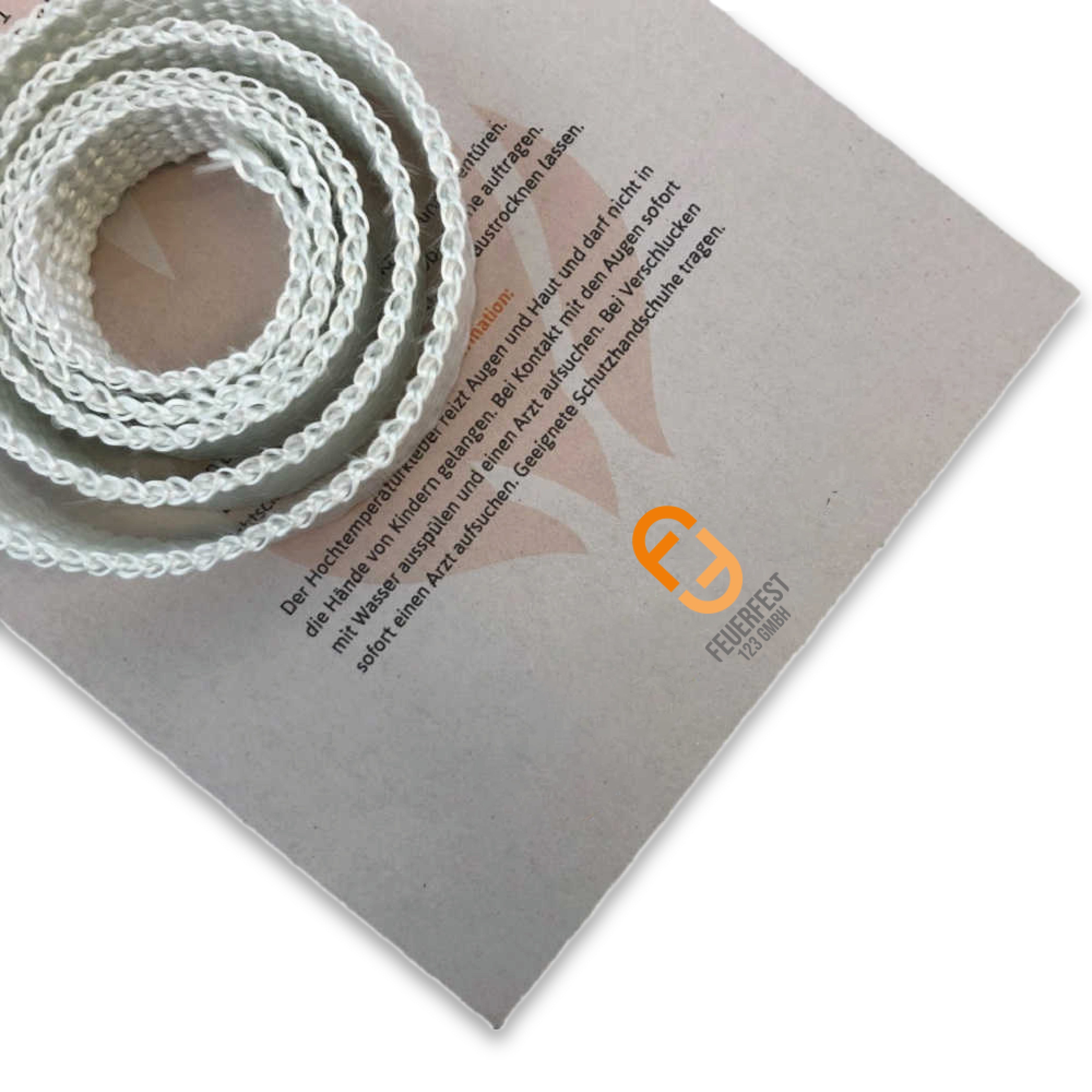 Feuerfest 123 GmbH Dichtungsband Ofendichtschnur Selbstklebend Flach - Abdichtung für Kamine & Öfen, Ofen-Dichtungsband für Kaminofen, hitzebeständig, reißfest
