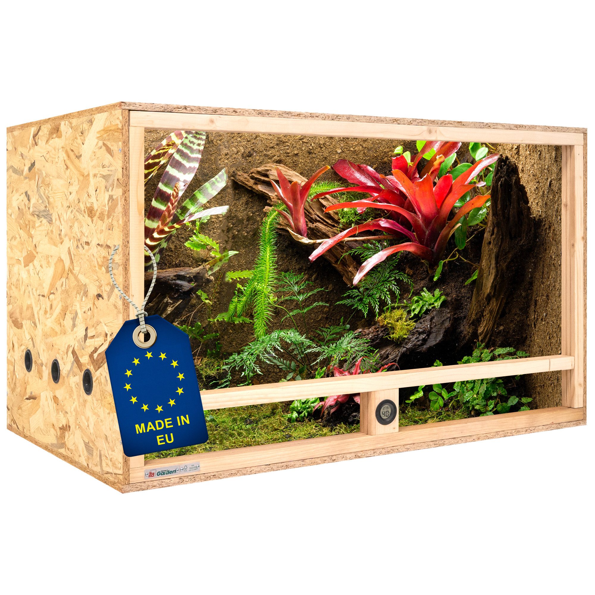 Terrarium Holz Terrarium 100х60х60 mit Seitenbelüftung & Integriertem Hygrometer