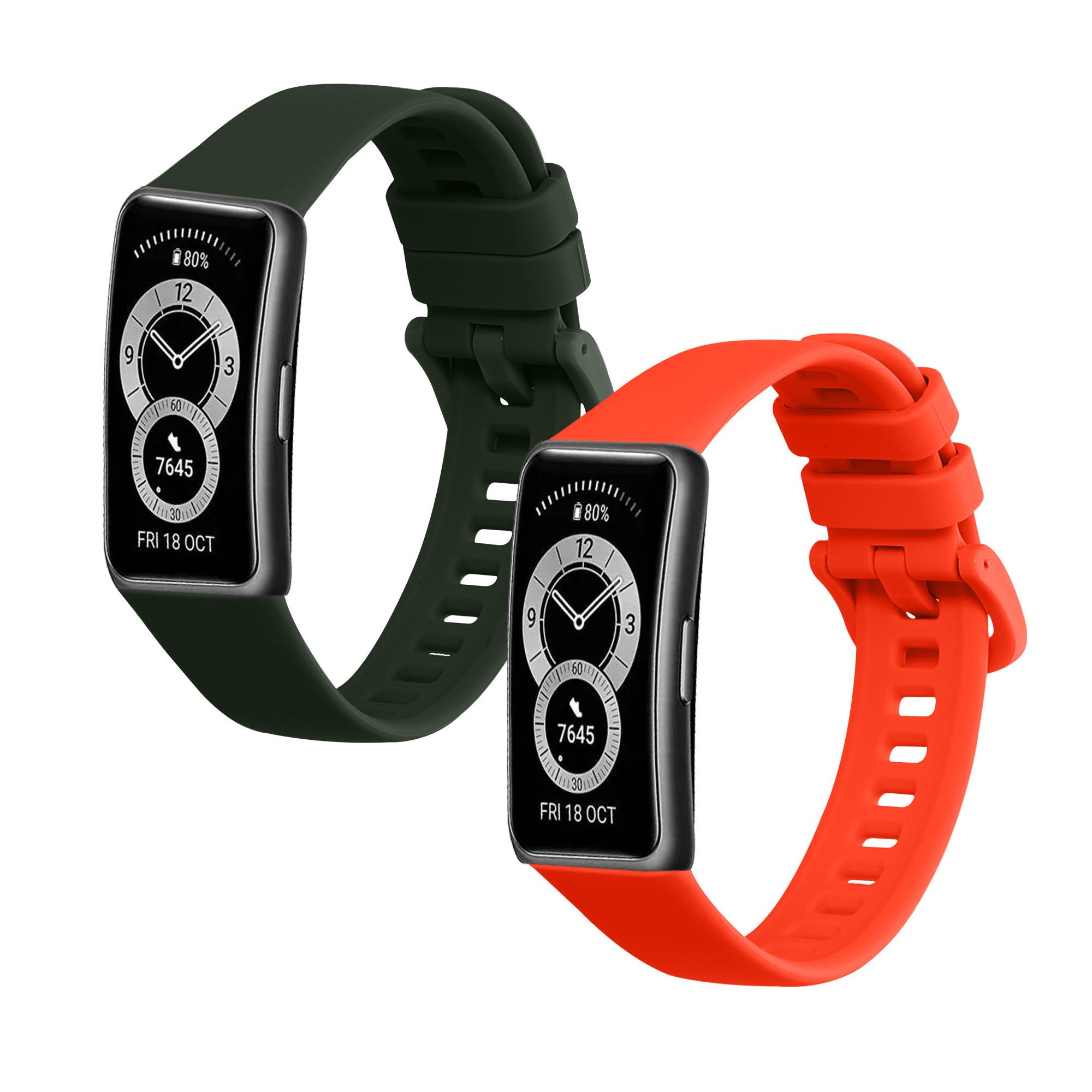 kwmobile Uhrenarmband 2x Uhrenarmband für Huawei Band 10 / 9 / 8 Armband, Fitnesstracker Band Set aus TPU Silikon - Ersatzarmband Smartwatch