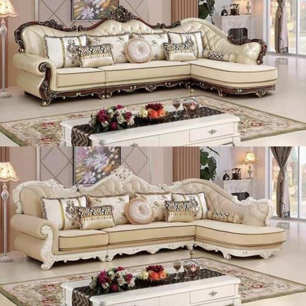 JVmoebel Klassische Beige/Braun Möbel Polster Couch Wohnlandschaft Ecksofa Sofa Ecksofa