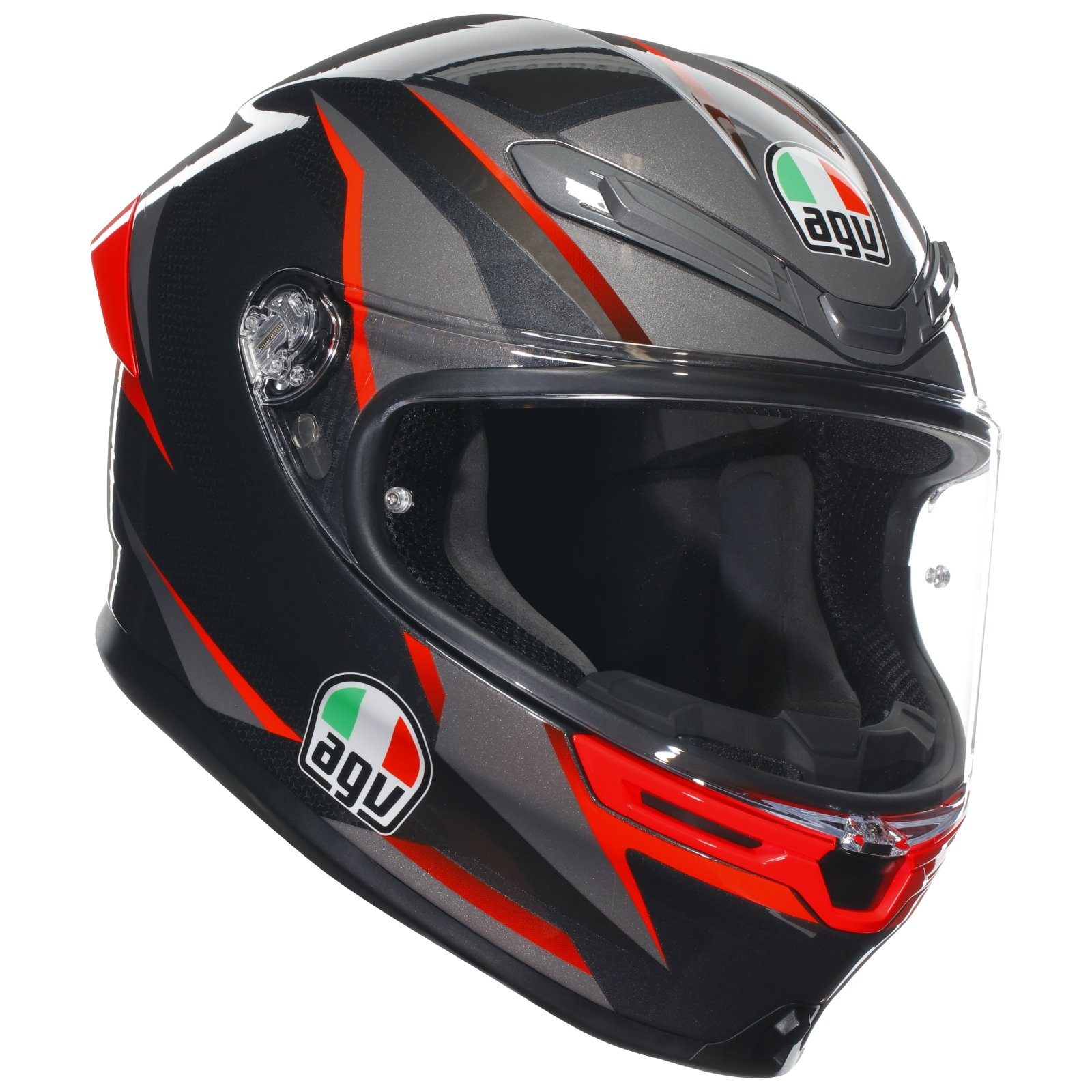 AGV Motorradhelm AGV K6 S Integralhelm slashcut schwarz / grau / rot (1er Set)