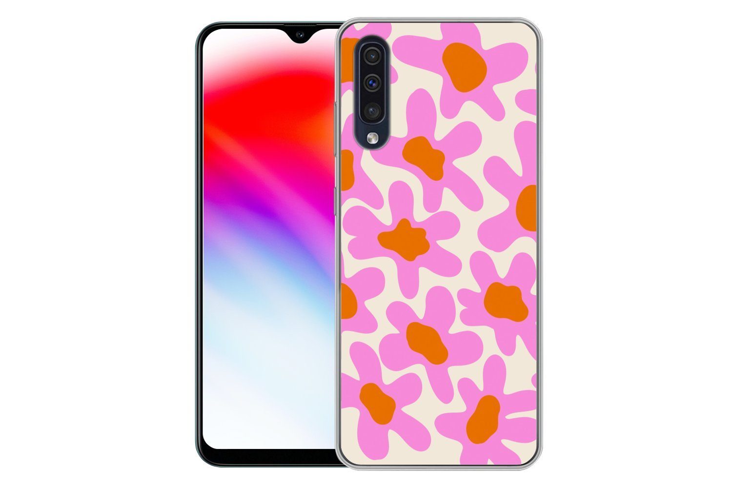 MuchoWow Handyhülle für Samsung Galaxy A50 Blume - Rosa - Muster, Smartphone-Bumper, Print, Handy Schutzhülle Dünn