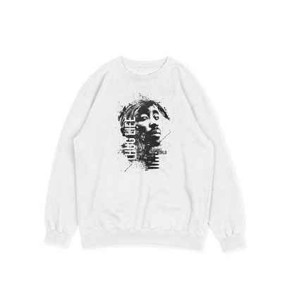Novux Sweater THUG LIFE 2PAC Herren Sweatshirt Farbe Weiß (1-tlg) aus Baumwolle