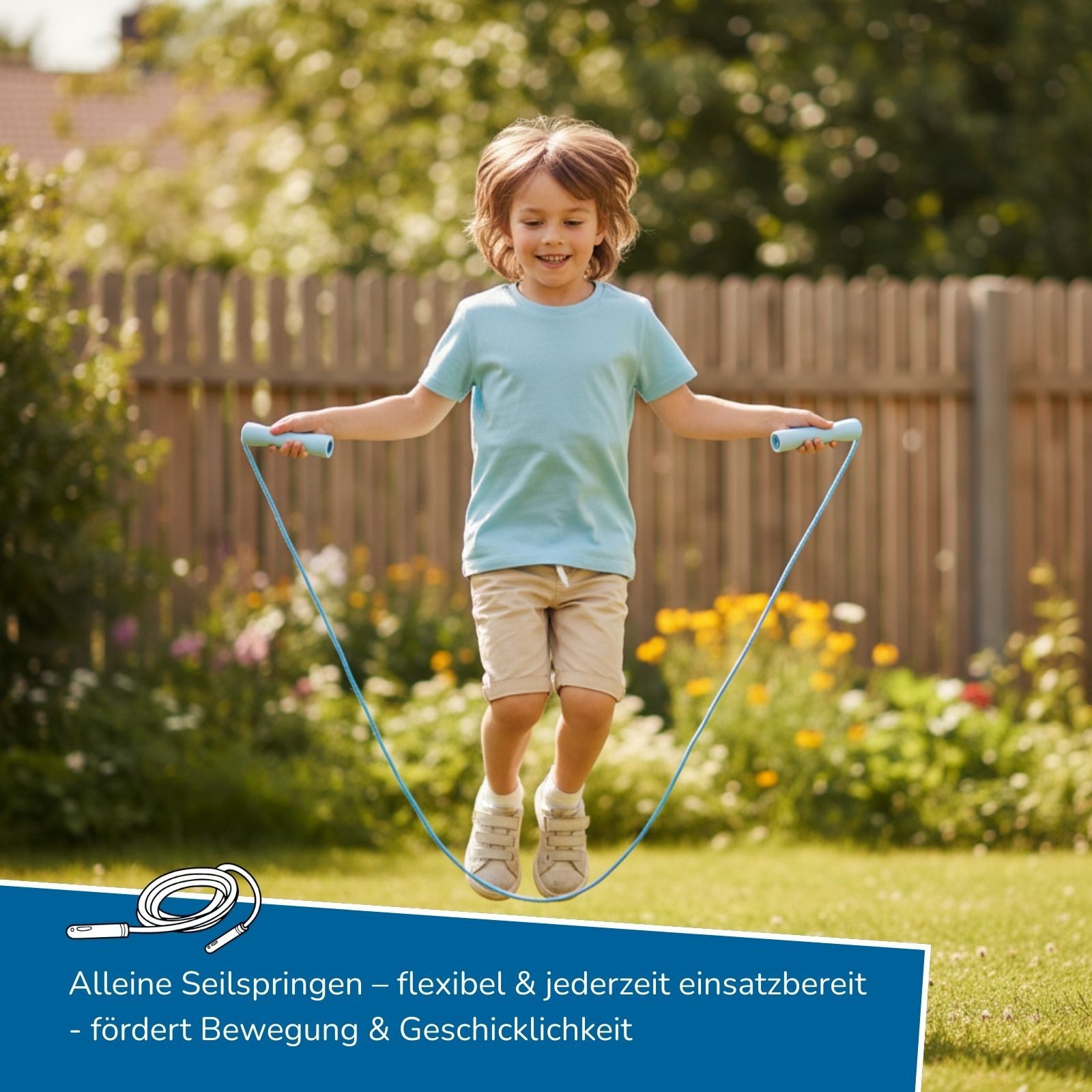 alldoro Hüpfspielzeug 2 in 1 Springseil & Gummitwist 6er Set, Hüpf- und Bewegungsspielzeug, 6 Hüpfseile & 6 Gummibänder für Kinder im Set, ideal als Mitgebsel