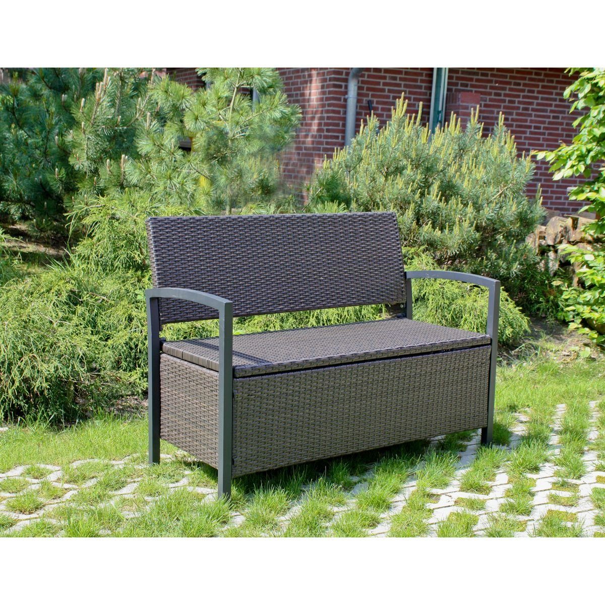 GartenHero Truhenbank Gartenbank mit Truhe Truhenbank Bank Parkbank Auflagenbox Kissentruhe