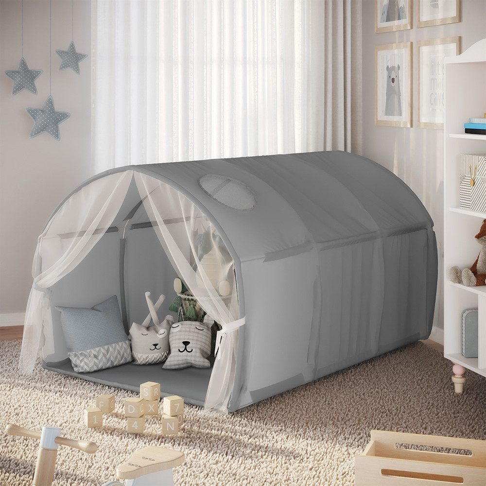 VitaliSpa® Spielzelt Kubby, Grau, 100 x 80 cm mit Fenster und Netz (1-tlg)