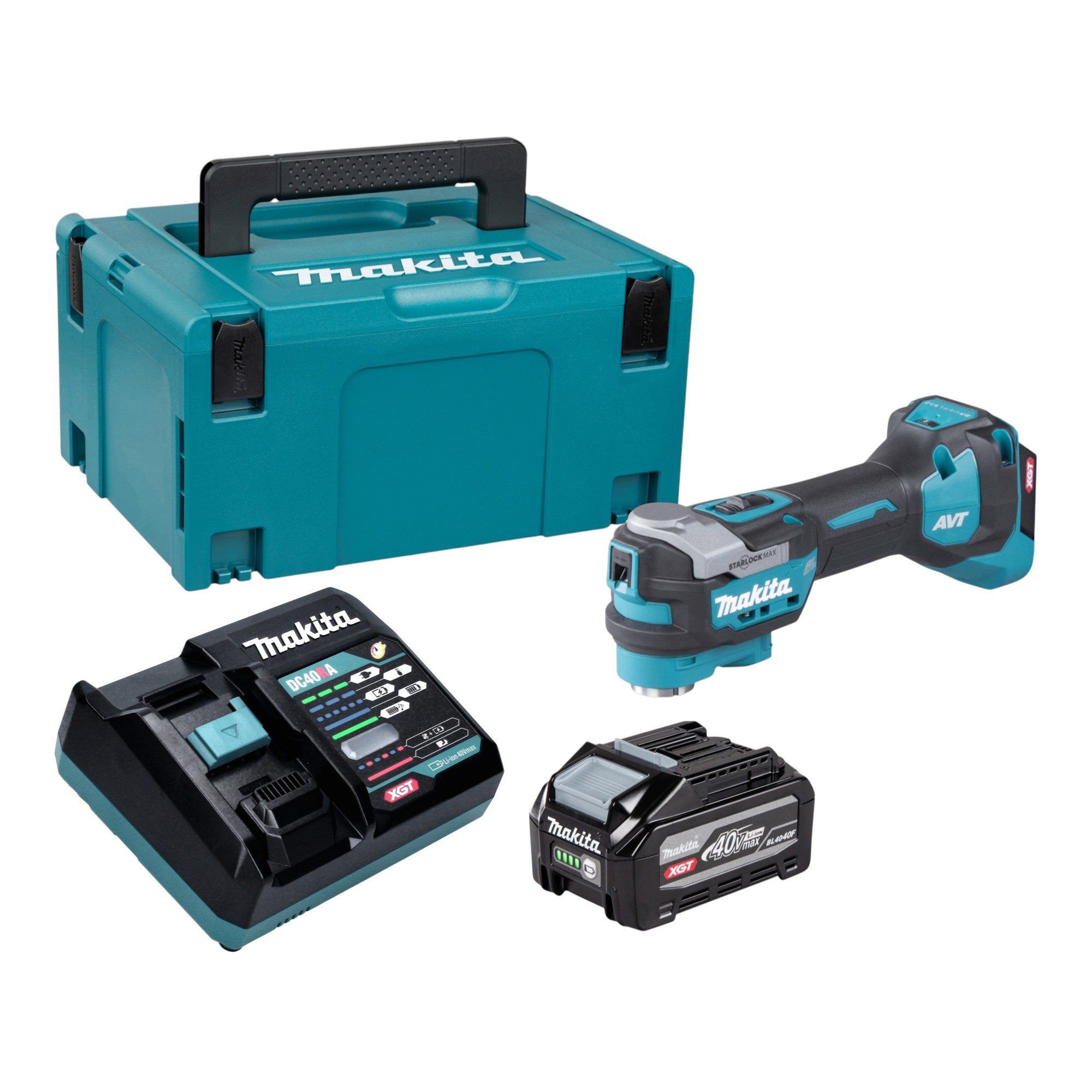 Makita Akku-Multifunktionswerkzeug TM 001 GU101 40 V Starlock Max + 1x Akku 4,0Ah + Ladegerät + Makpac