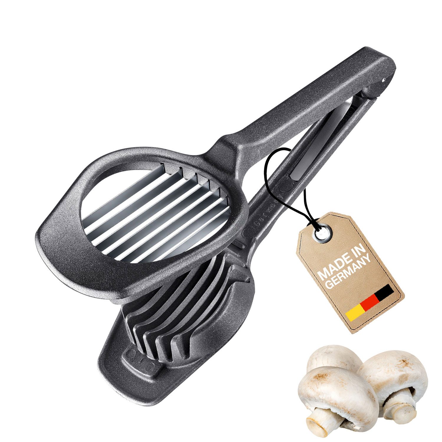 WESTMARK Gemüseschneider Schneider Champion Black Edition – für Champignons, Kiwi & Erdbeeren, griffige Haptik