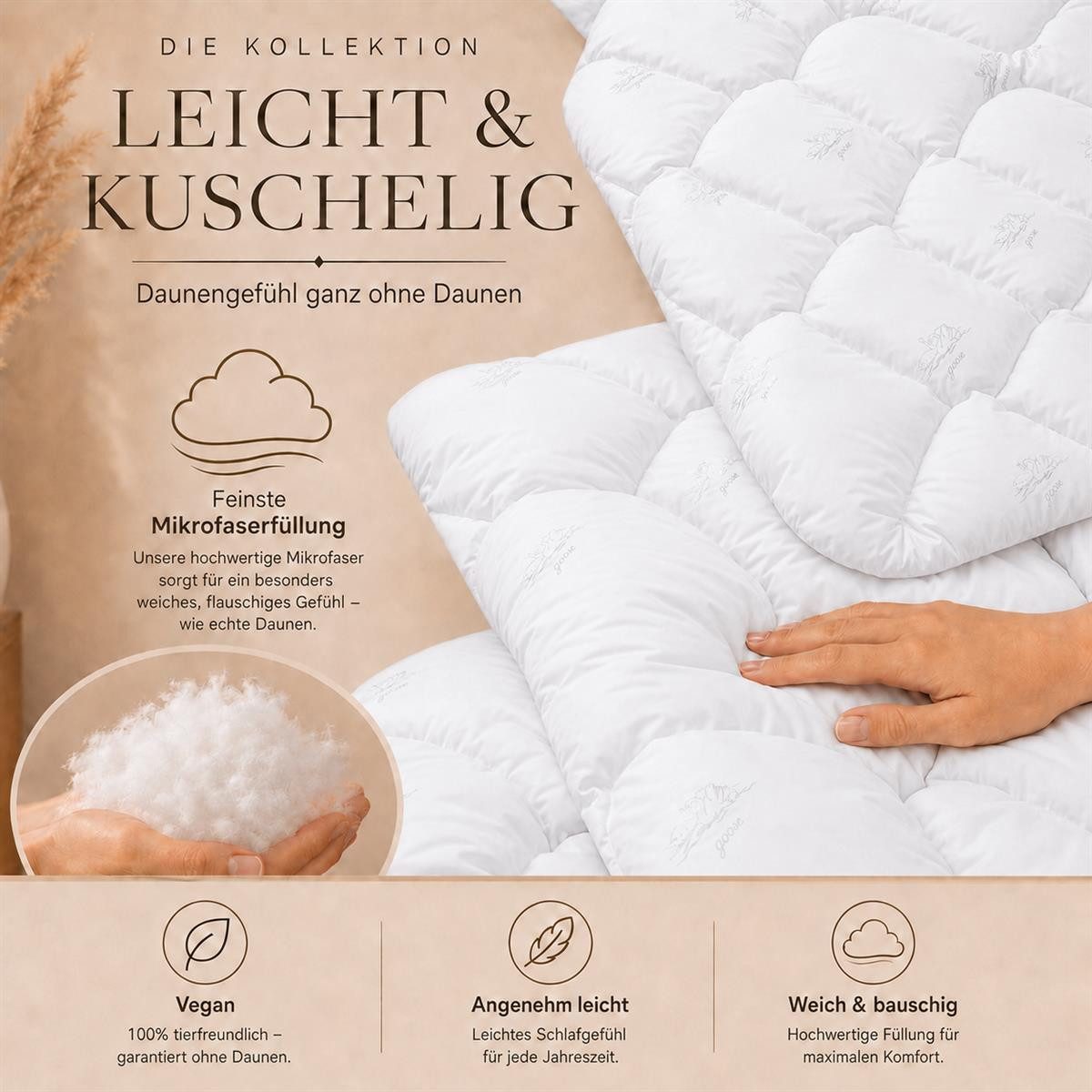 SEI Design Microfaserbettdecke SWAN Sommer Bettdecke 135x200 cm Mikrofaser Decke, Füllung: 100% Mikrofaser, Bezug: 100% Mikrofaser, Allergiker – Bild 4 von 5
