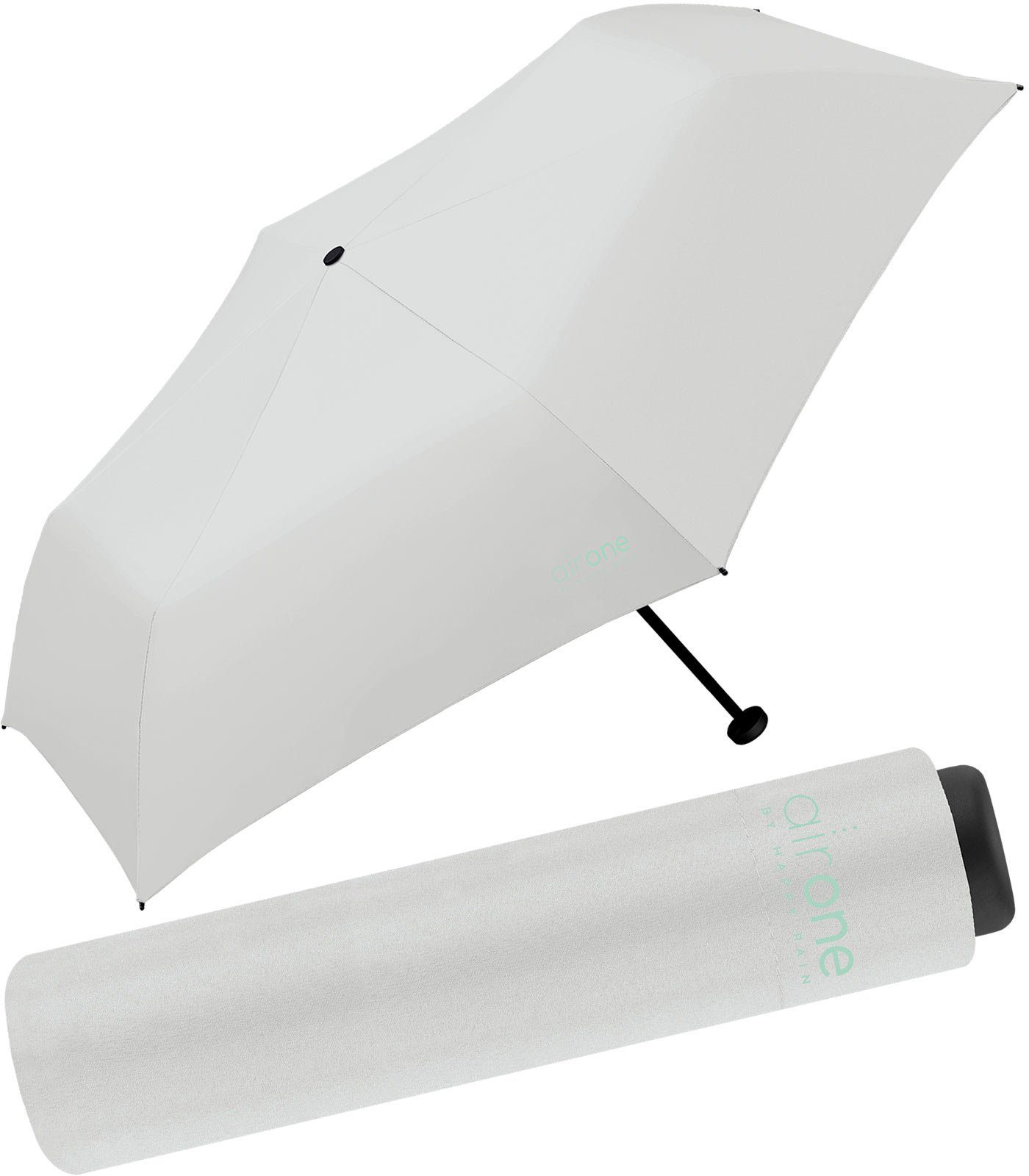 HAPPY RAIN Taschenregenschirm Air One - 99 Gramm Mini-Schirm superleicht, leichtester Minischirm - perfekt für Untewegs grau