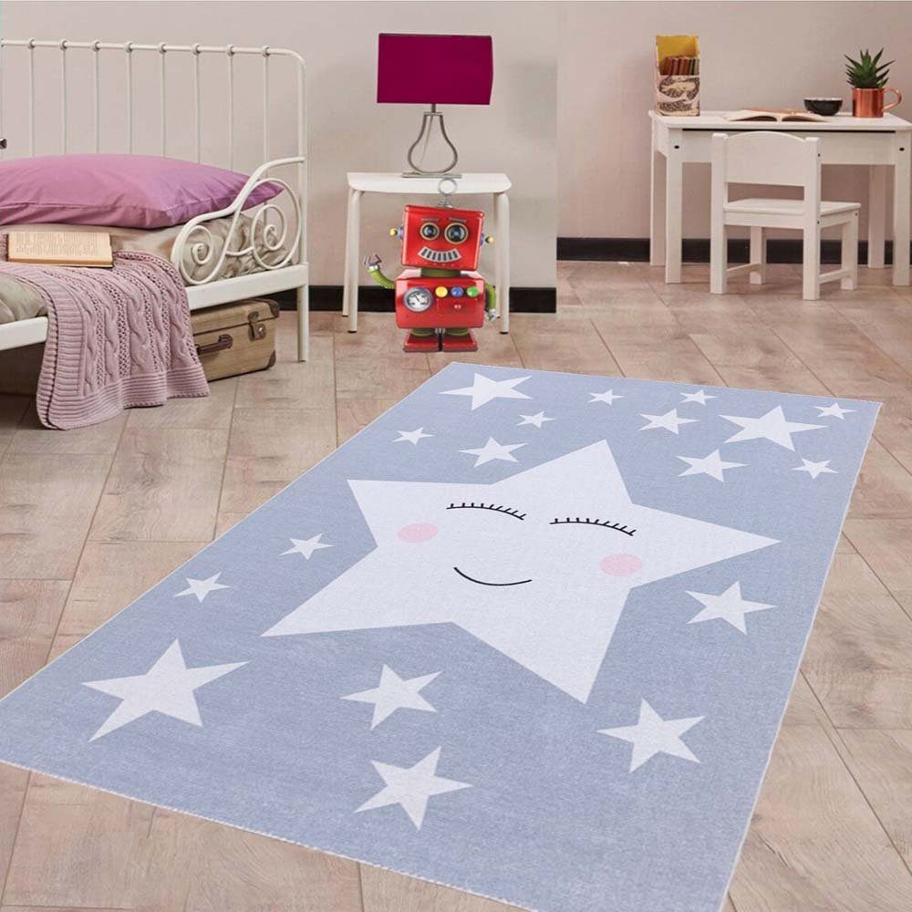 Kinderteppich Teppich Kinderteppich rechteckig, waschbar, Baumwolle,  Carpetilla, Rechtekig, Höhe: 6 mm, Kinderzimmer