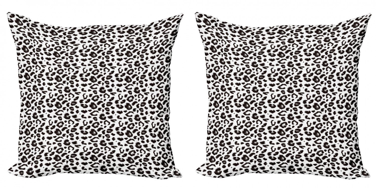 Accent Doppelseitiger Abakuhaus Leopard (2 Digitaldruck, Monochrome Sketchy Modern Drucken Kissenbezüge Stück),