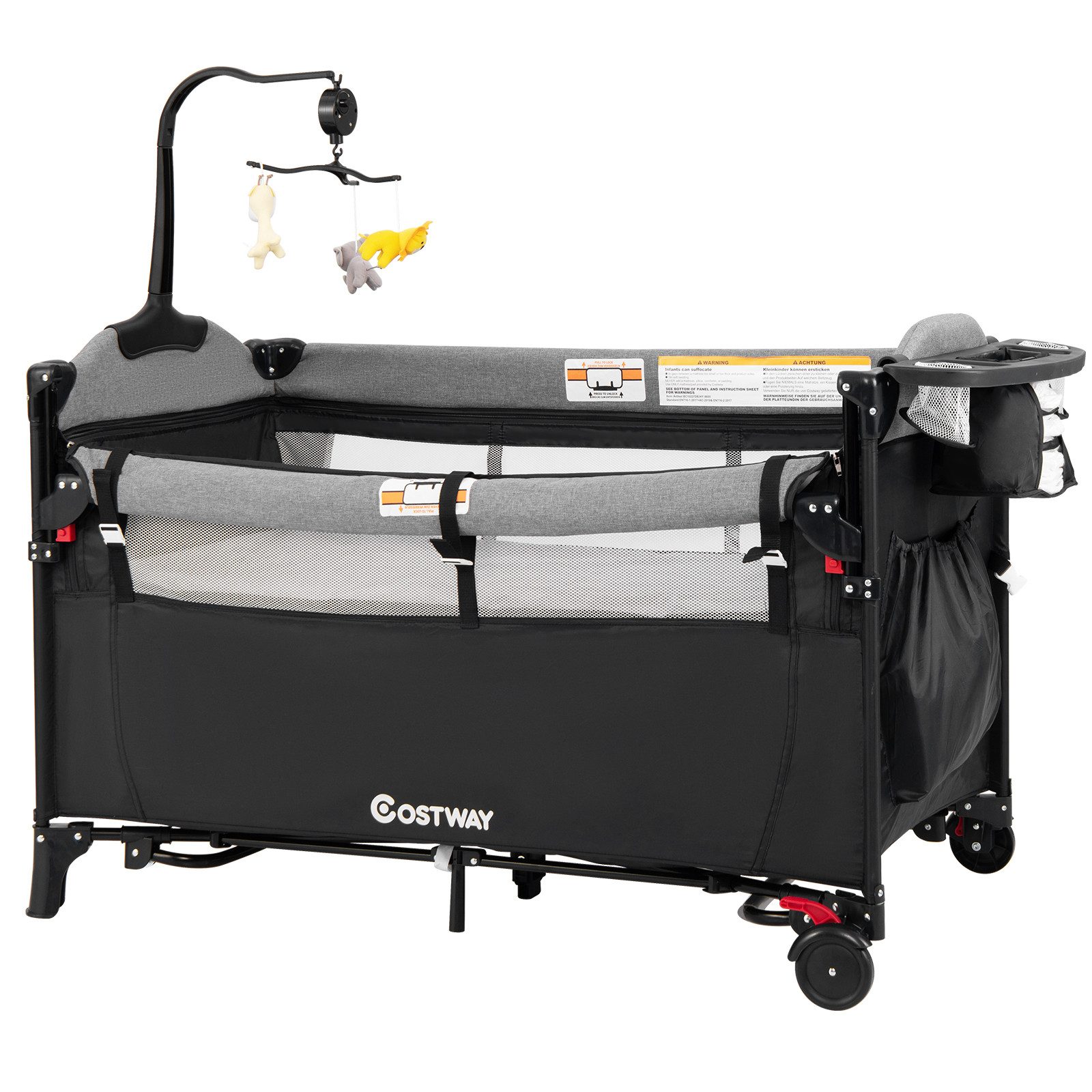COSTWAY Baby-Reisebett 5 in1 Beistellbett, mit Matratze, höhenverstellbar günstig online kaufen