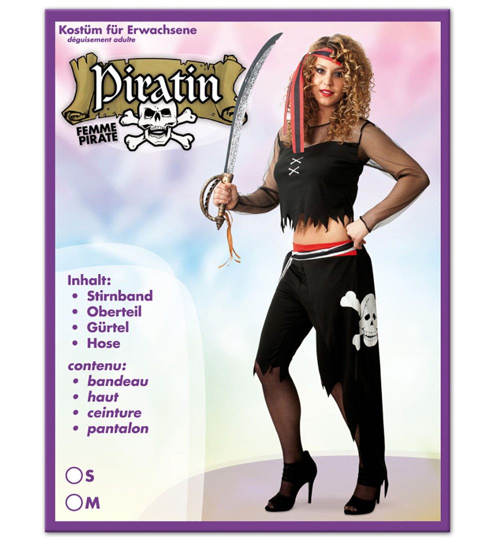 Fries Piraten-Kostüm Damen Kostüm Piratin 4-teilig Piratenbraut Pirat Karneval Fasching, 4-tlg