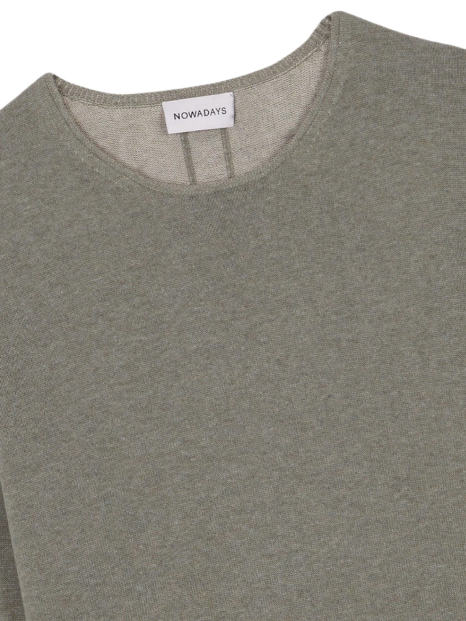 NOWADAYS Strickpullover grau,Casual,Baumwolle,Unifarben,Rundhals,Lang,Regular Fit