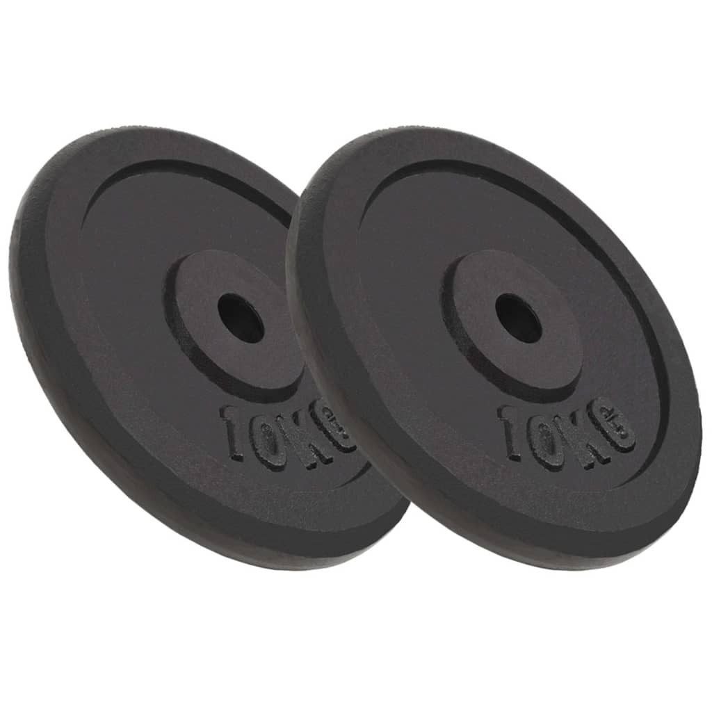 Gewichteplatten Hantelscheiben 2 Stk. 2x10 kg Gusseisen
