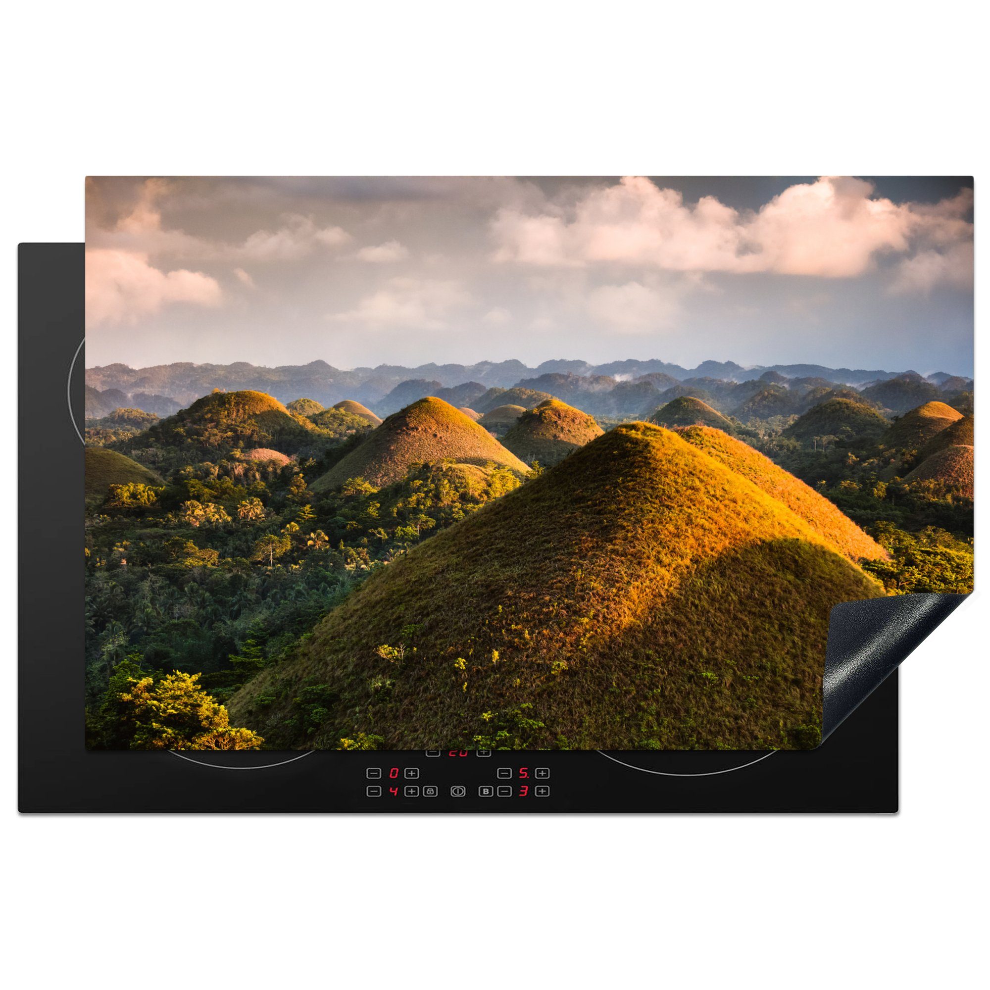 MuchoWow Herdblende-/Abdeckplatte Chocolate Hills auf den Philippinen aus der Nähe, Vinyl, (1 tlg), 81x52 cm, Induktionskochfeld Schutz für die küche, Ceranfeldabdeckung