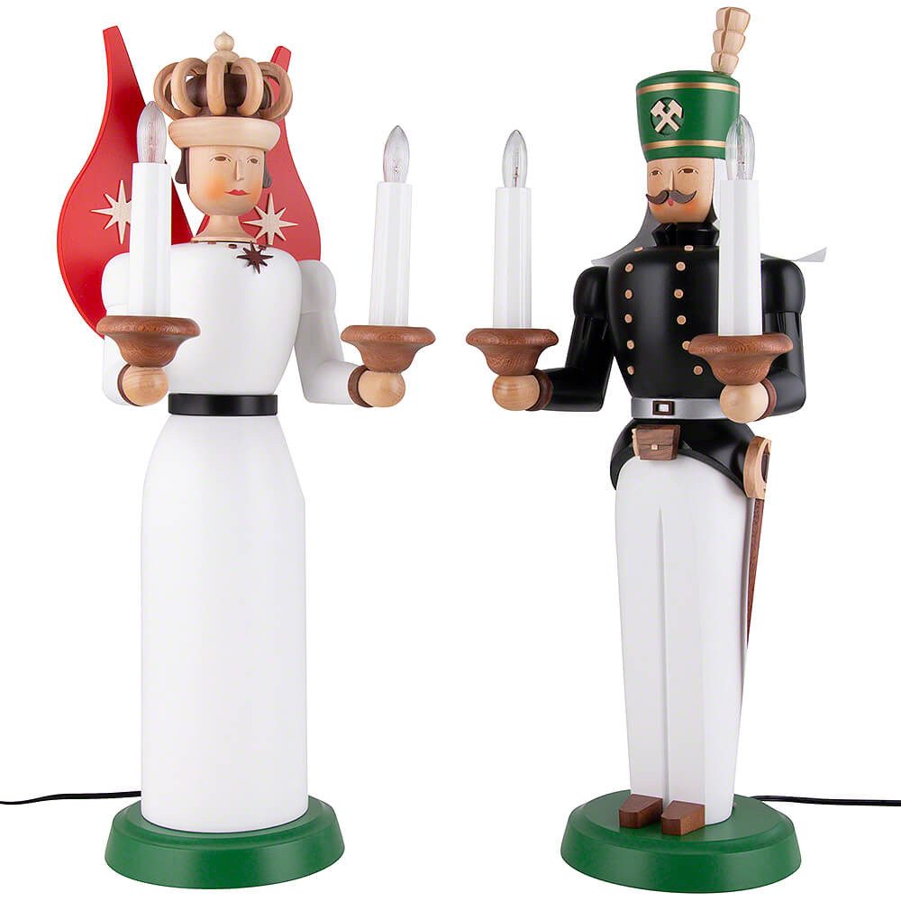 Müller Kleinkunst GmbH Seiffen Dekofigur Engel und Bergmann - elektrisch, farbig (40cm) von Müller Kleinkunst