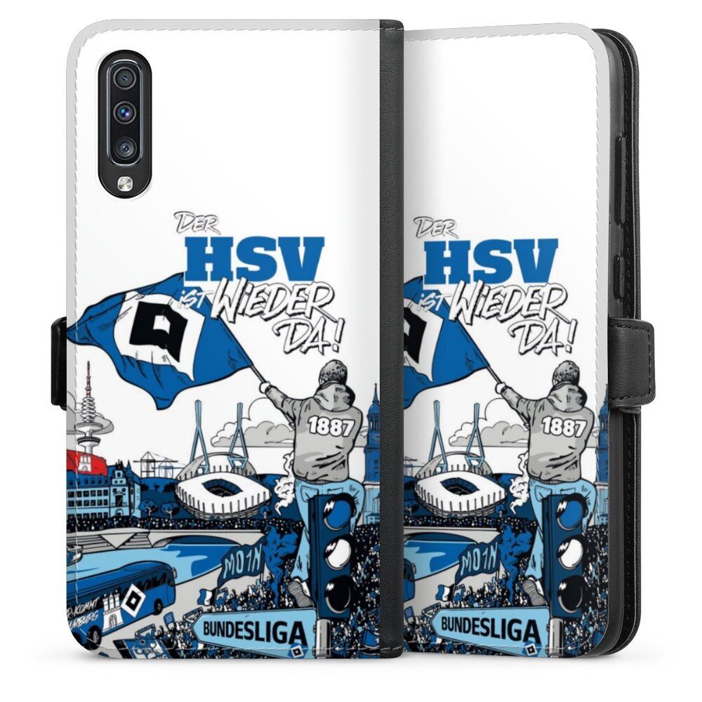 DeinDesign Handyhülle Hamburger SV Offizielles Lizenzprodukt Aufstieg, Samsung Galaxy A70 Hülle Handy Flip Case Wallet Cover
