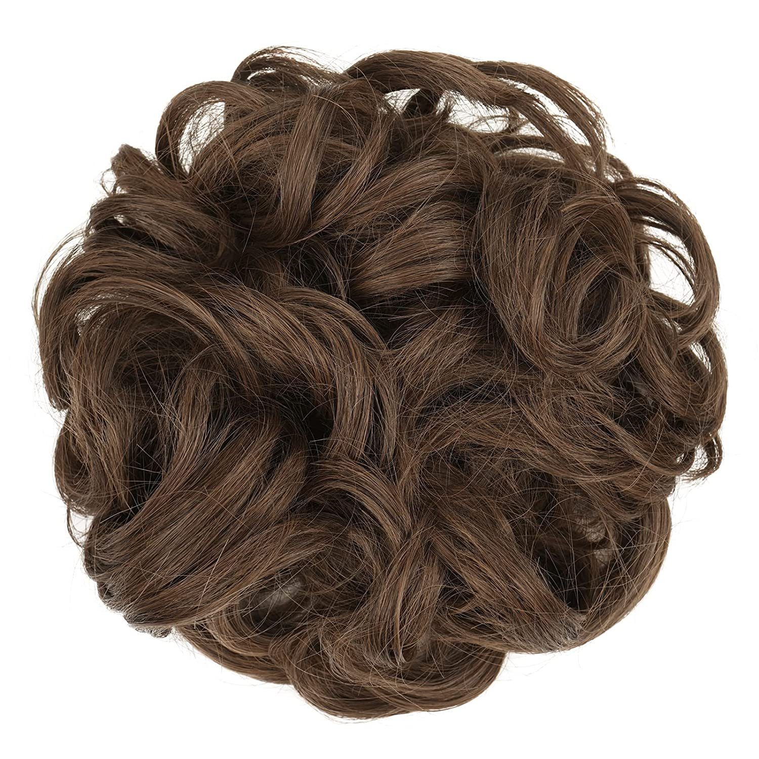 SCHUTA Unordentlicher Haarknoten Kunsthaar-Extension Gewellt Haarteil Haarteil Karamellbraun Haarverlängerung