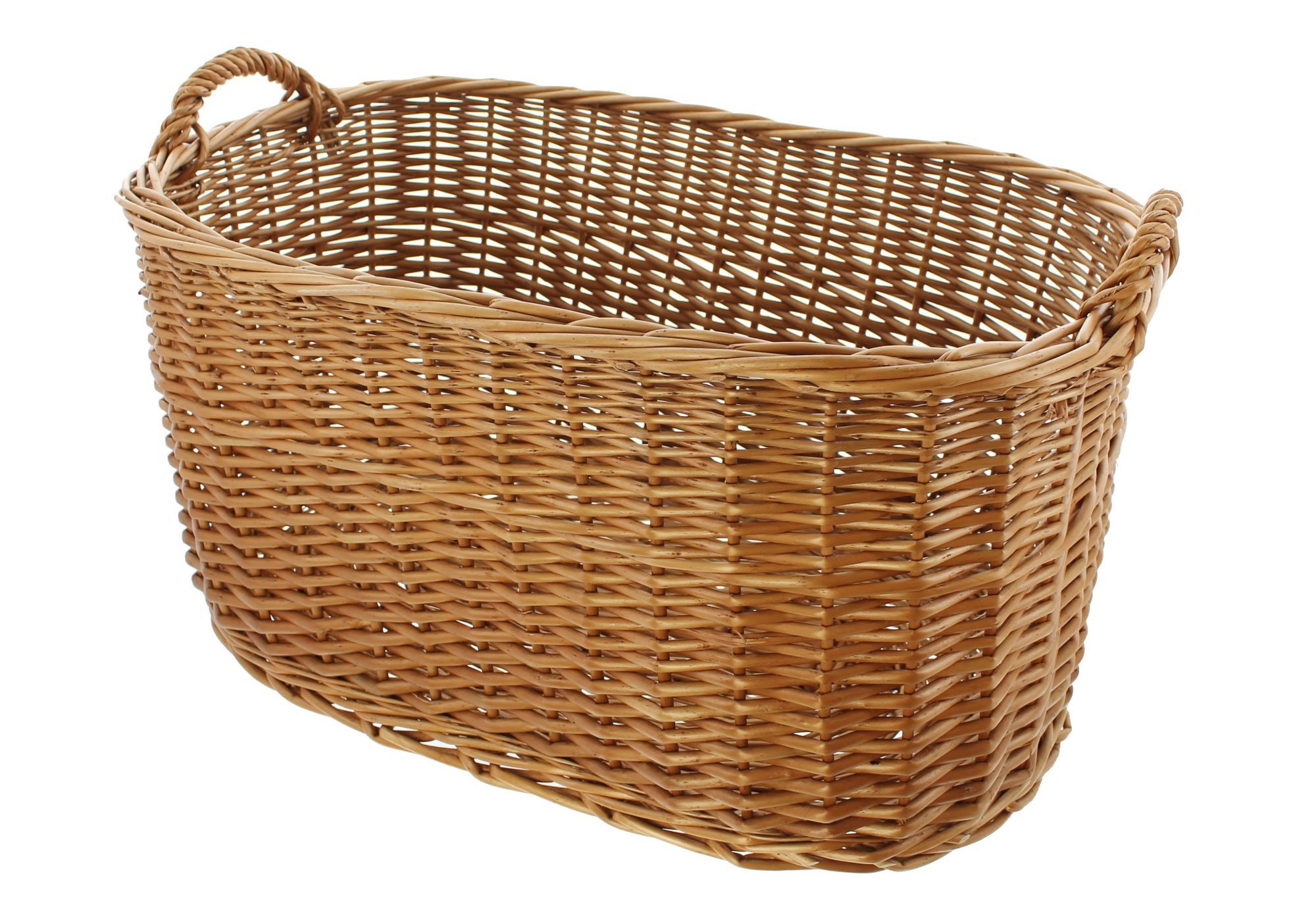 FRANK FLECHTWAREN Füllkorb Mit Holzgriff – Groß, Aus Naturweide, 36x27x17 Cm