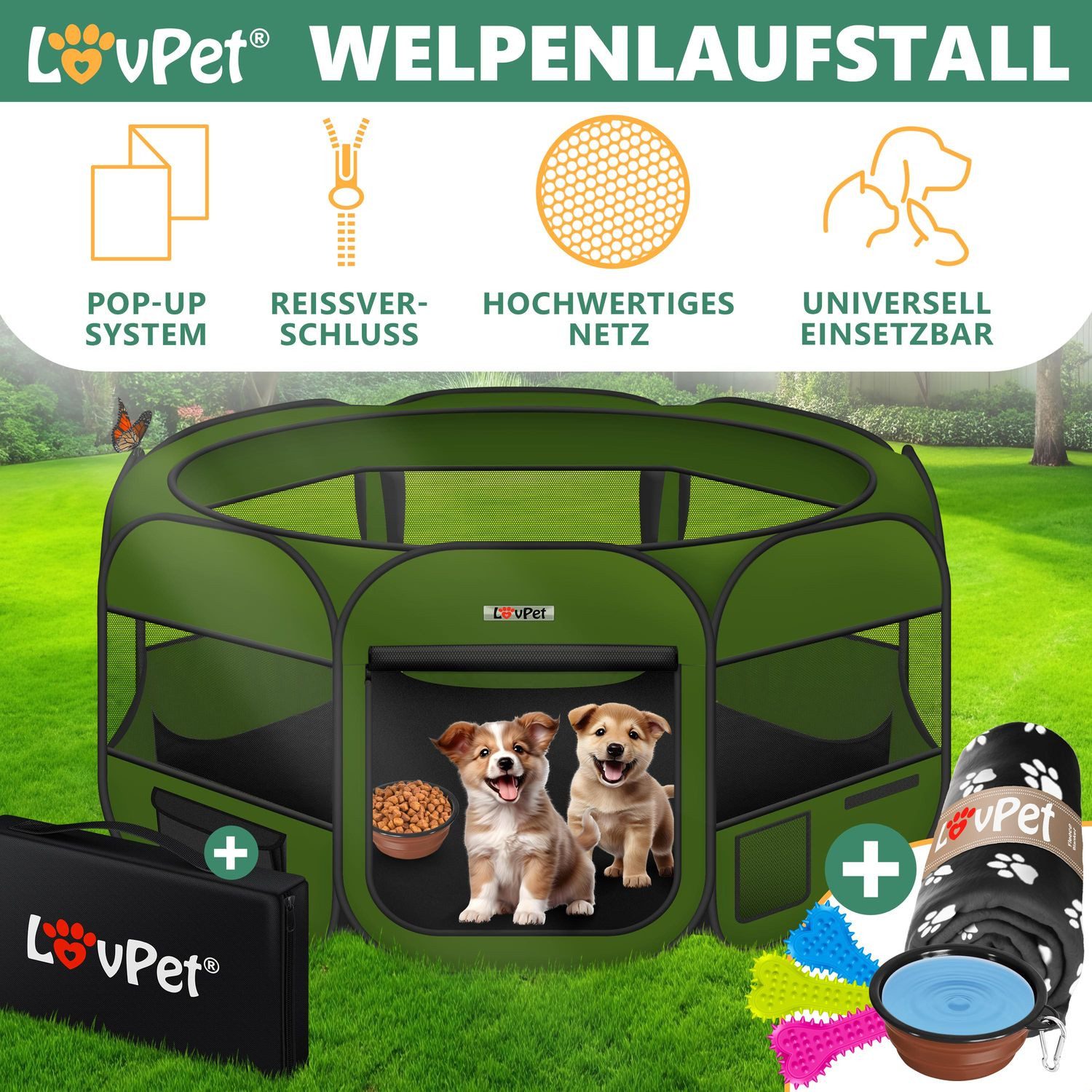 Lovpet Laufstall, Welpenlaufstall Tierlaufstall Faltbar für günstig online kaufen