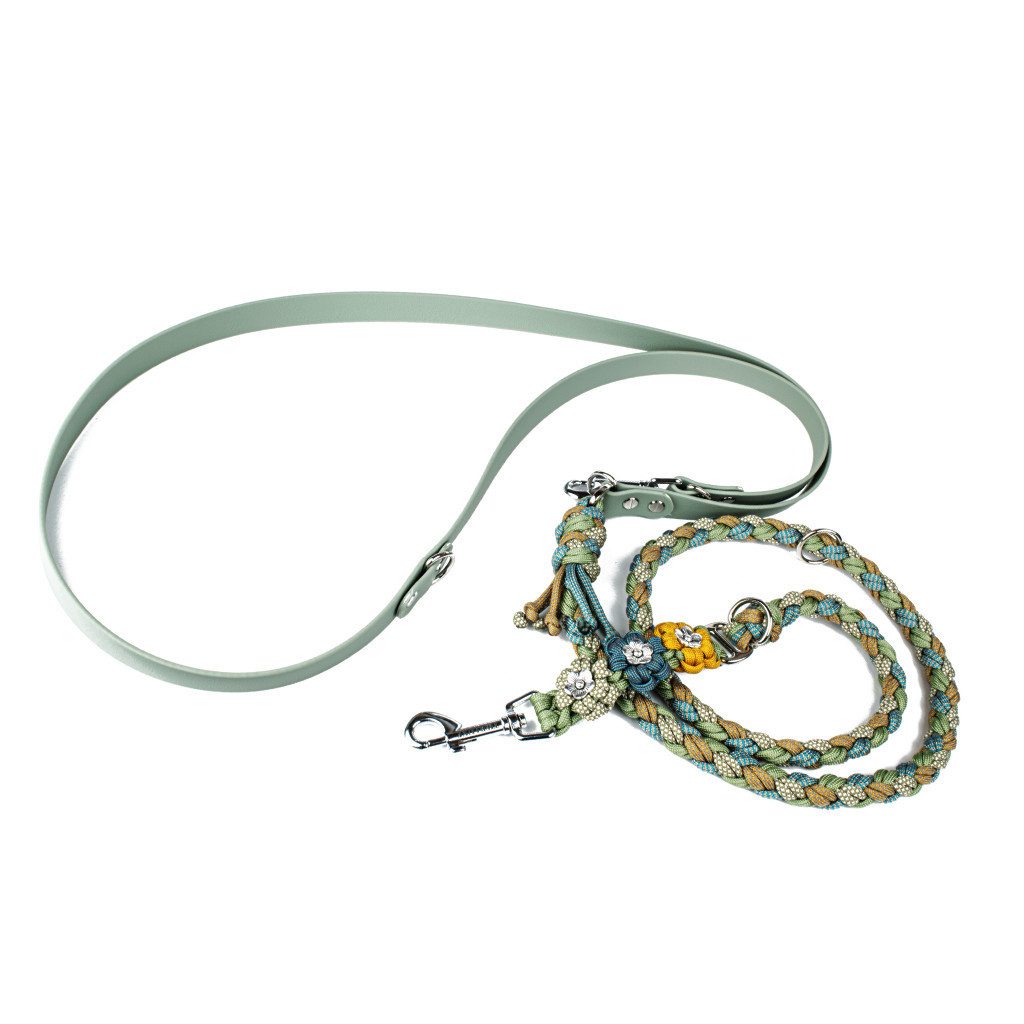 Tierluxe Hundeleine Blumen, Paracord, Biothane, Handgemacht