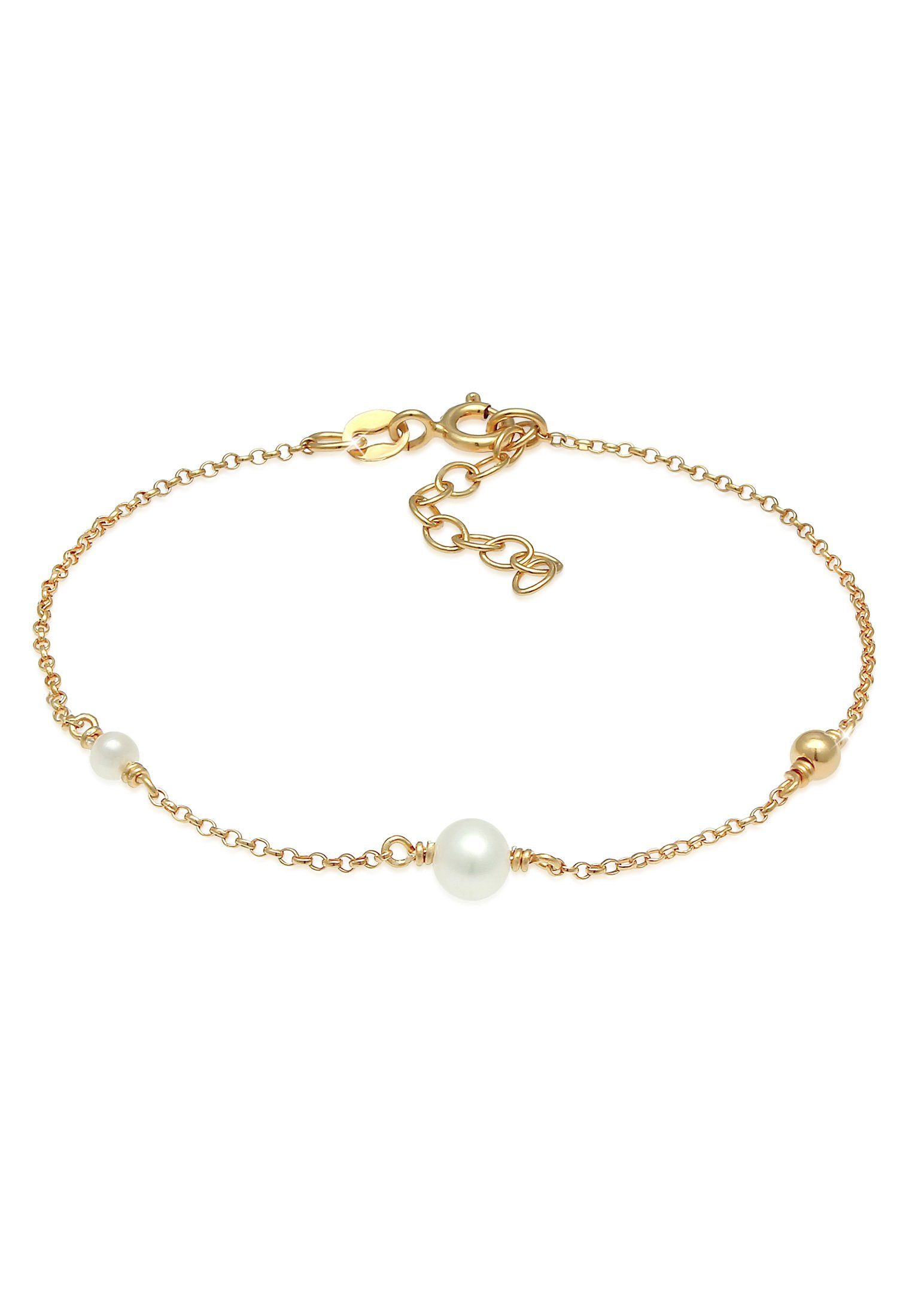 Elli Perlenarmband Perlen Süsswasserperlen Kugel 925 Silber vergoldet günstig online kaufen