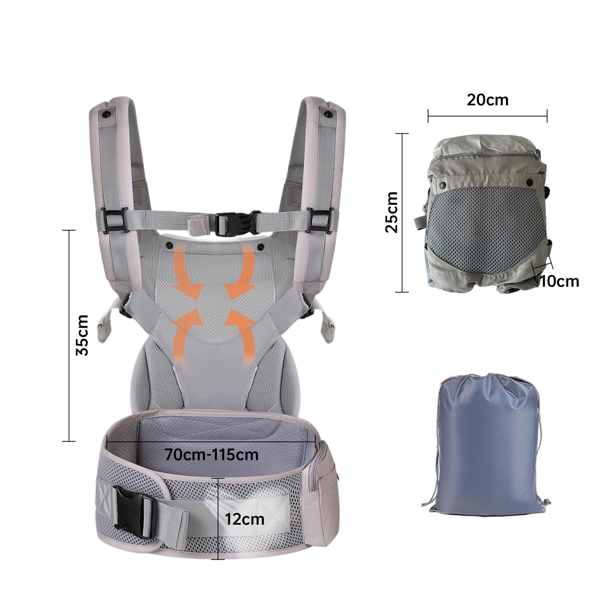 SEHAUSEU Babytrage Bauchtrage baby Rückentrage faltbar mit Tragetasche
