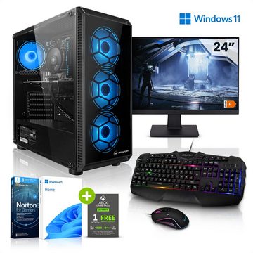 Megaport Gaming-PC (24 Zoll, Intel Core i5-10400F 6x2,90 GHz 10400F, GeForce GTX 1650 4GB, 16 GB RAM, 500 GB SSD, Luftkühlung, Windows 11, WLAN)