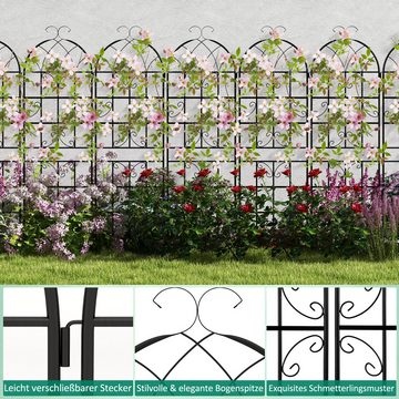 COSTWAY Gartenzaun, 2 Zaunelemente, für Kletterpflanzen, Metall, 180x50 cm
