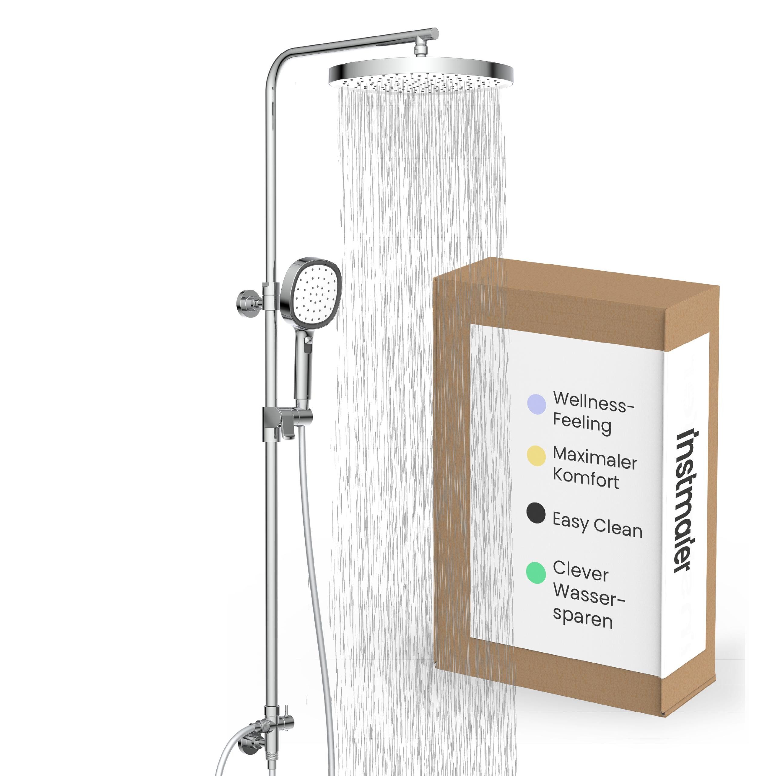 instmaier Duschsystem Cleo, 3 Strahlart(en), Große Regendusche mit Design-Handbrause