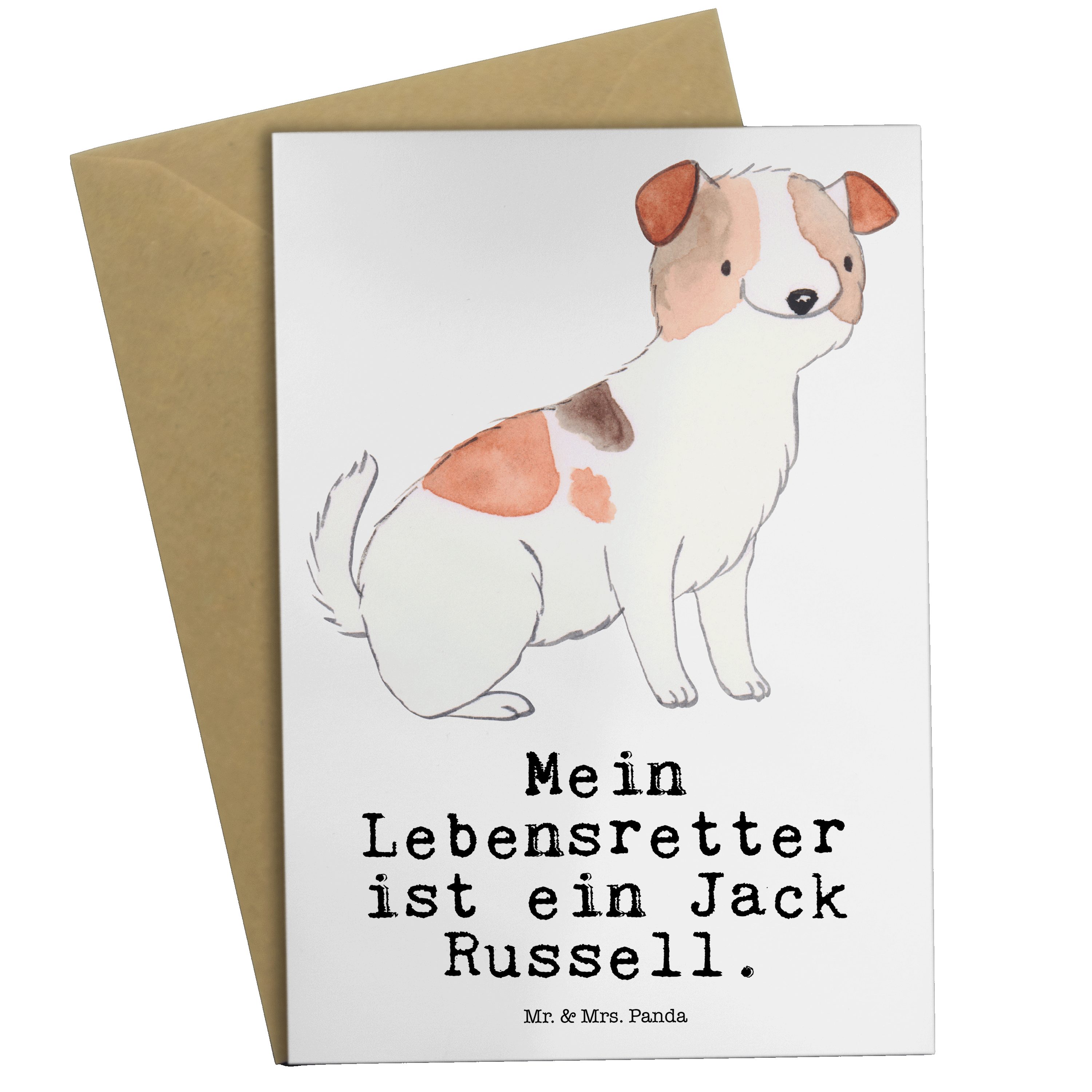 Jack Grußkarte Mrs. Panda - Terrier Geschenk, - Weiß Glückwunschkarte & Lebensretter Russel Mr.