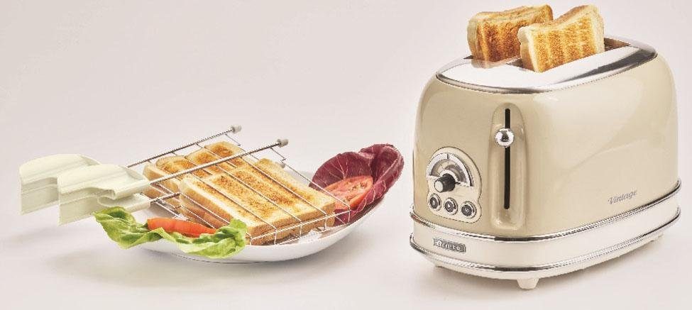 Ariete Toaster Vintage, 2 kurze Schlitze, für 2 Scheiben, 815 W, creme