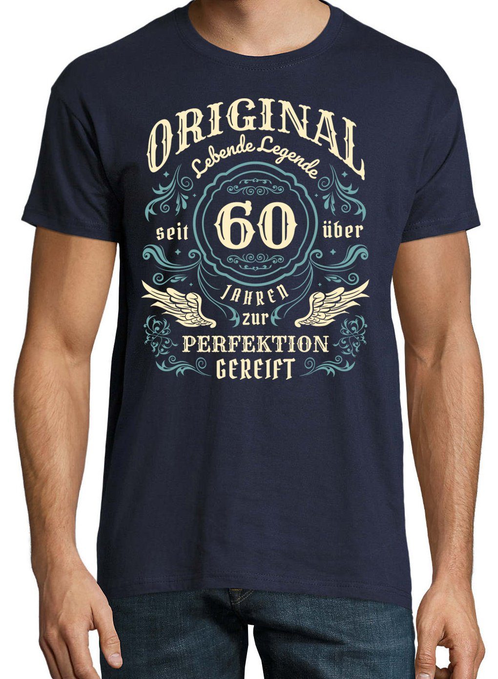 Youth Designz T-Shirt Navyblau Shirt Herren Frontprint "Lebende lustigem Geburtstatgs Seit Legende mit 60 Jahren"