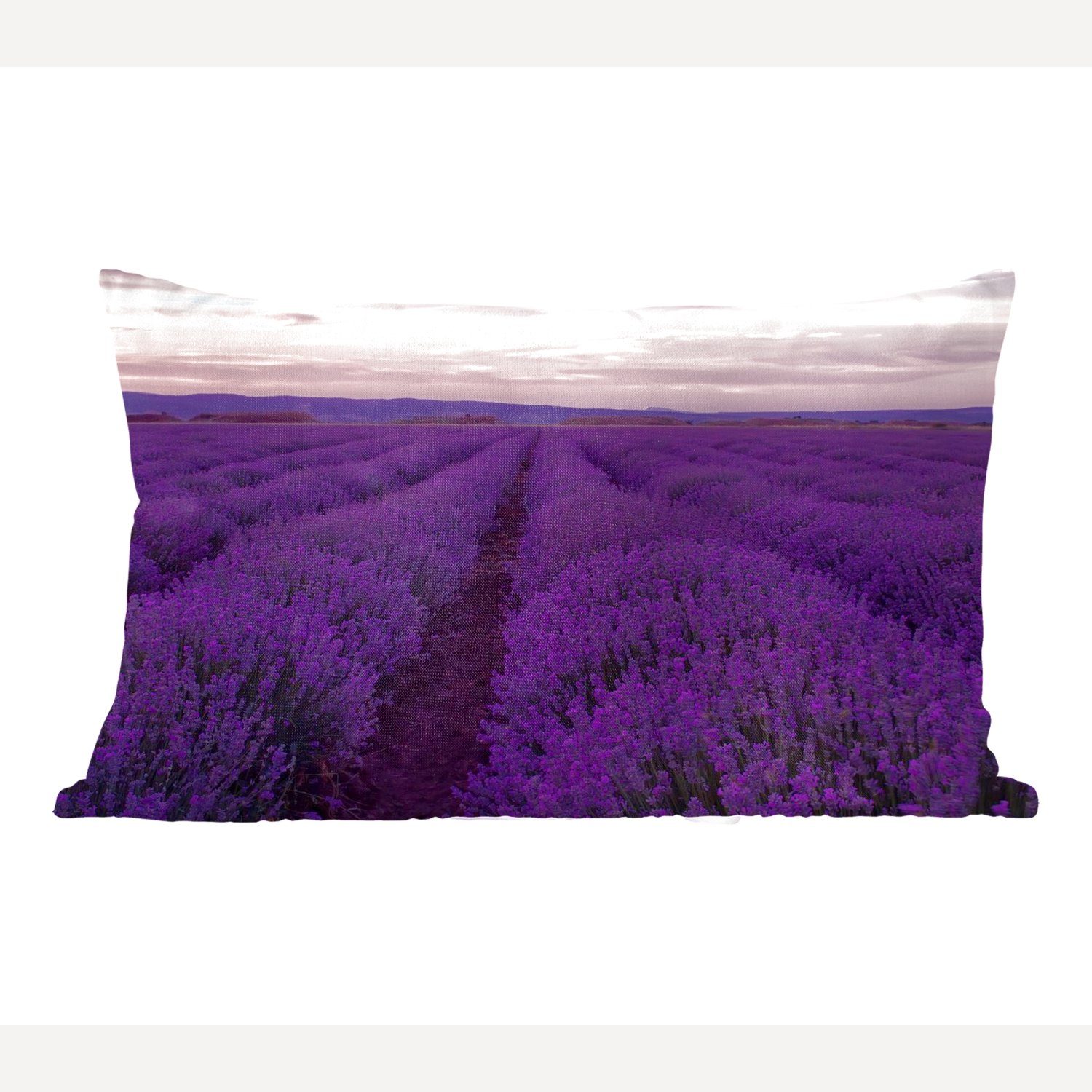 MuchoWow Dekokissen Lavendel - Lila - Blumen - Natur, Wohzimmer Dekoration, Zierkissen, Dekokissen mit Füllung, Schlafzimmer