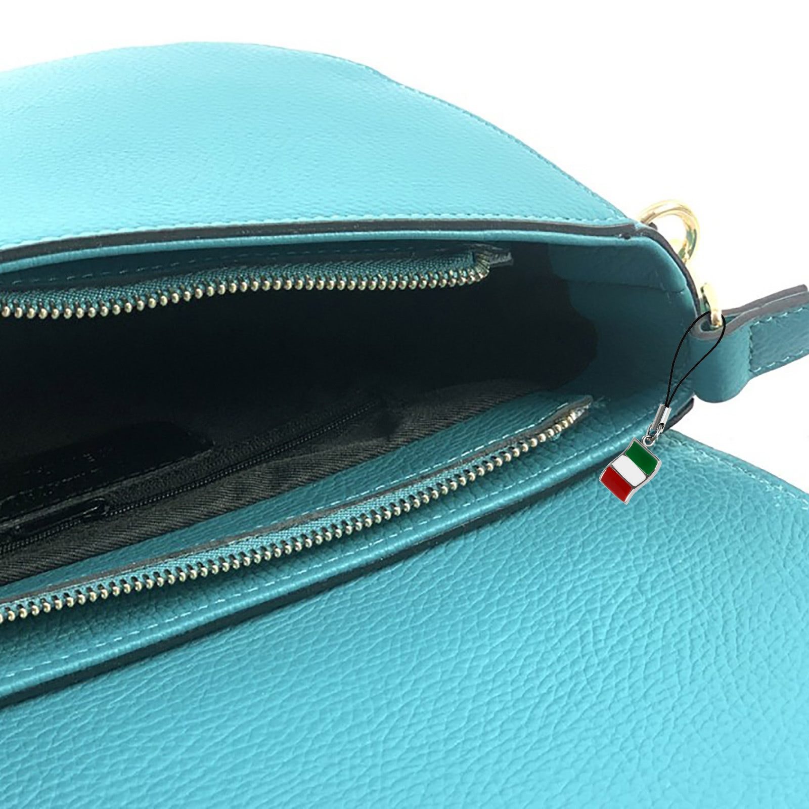 FLORENCE Umhängetasche Florence Umhängetasche Satteltasche (Umhängetasche), Damen, Jugend Umhängetasche, Citytasche Leder, türkis ca. 30cm x 22cm