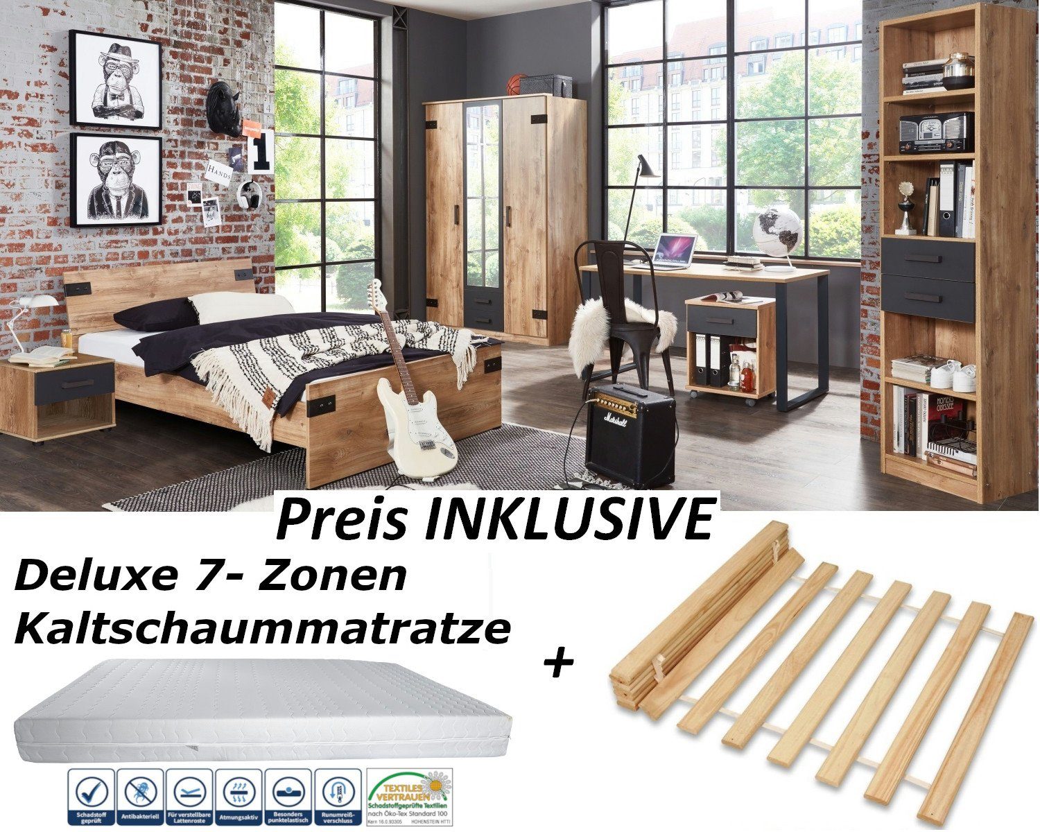 möbel-direkt.de Jugendzimmer-Set Liverpool, (Komplett Set, 8-tlg., in versc günstig online kaufen