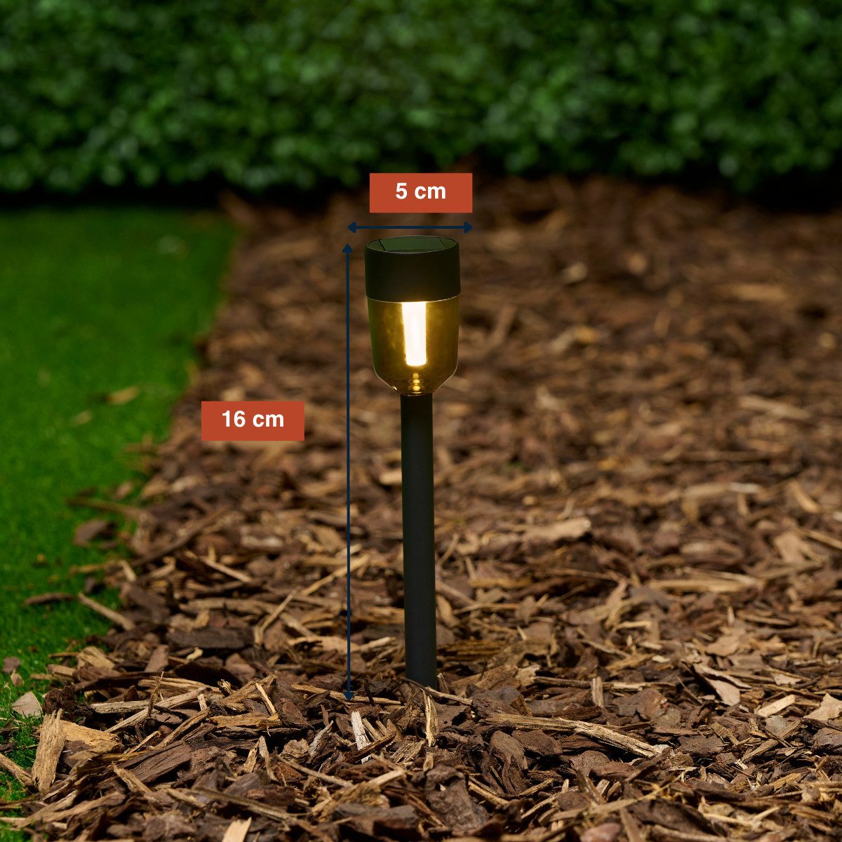 Grundig Gartenleuchte Grundig Solarlampen für Außen 4 Stück - Solarleuchten