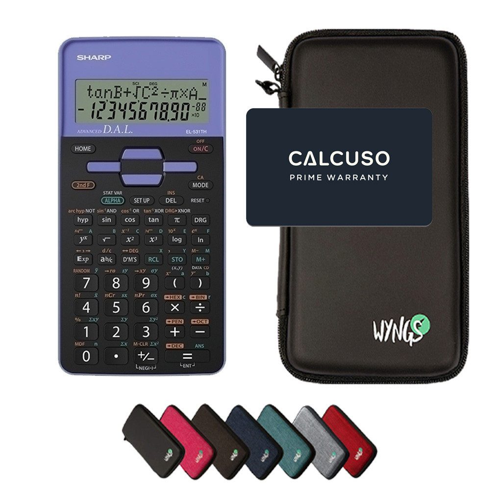 Sharp Taschenrechner Sharp EL-531TH Violett inkl. WYNGS Schutztasche Schwarz