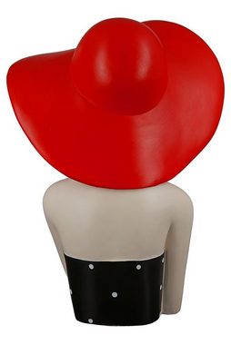 GILDE Dekoobjekt Poly Figur LADY mit rotem oder schwarzem Hut handbemalt