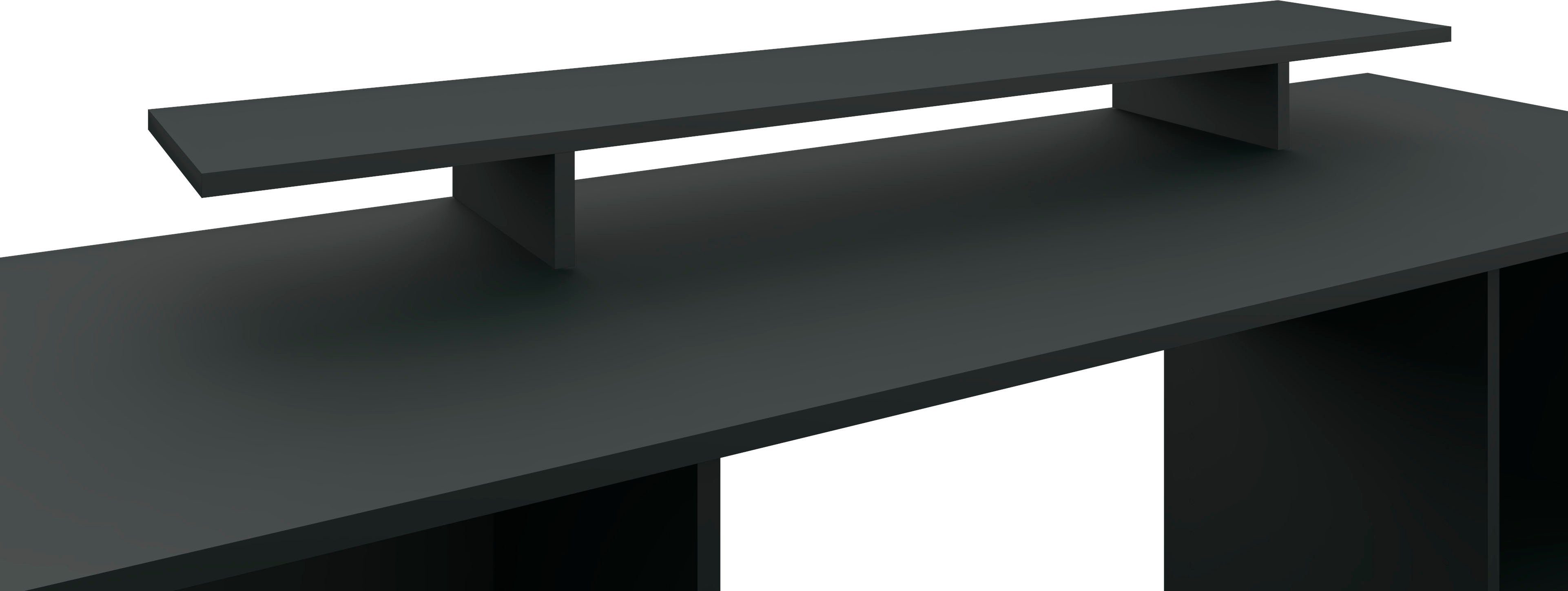 borchardt Germany in Kai, Monitorständer, Möbel Made modernen im schwarz-matt Bildschirmerhöhung Schreibtischaufsatz Design,